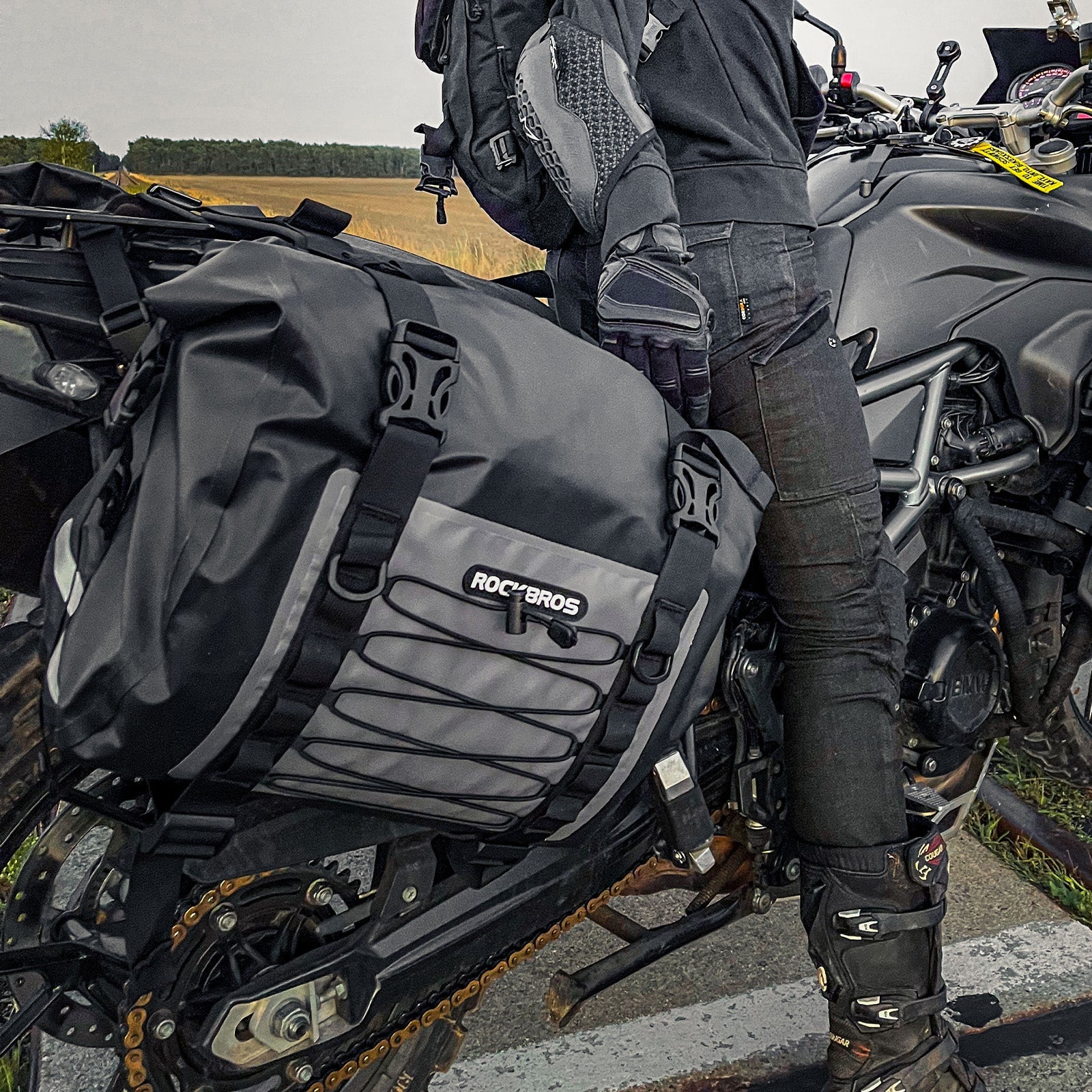 ROCKBROS Motorcycle Bags collection showing rear seat and tail storage options