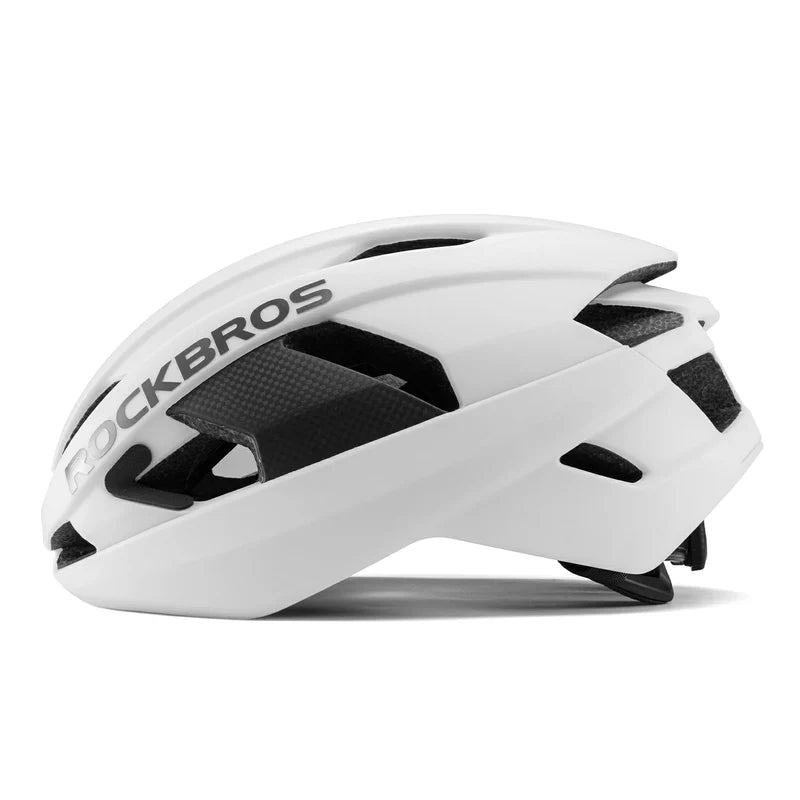 ROCKBROS carbon fiber cycling helmet with lightweight and impact protection
#Color_White