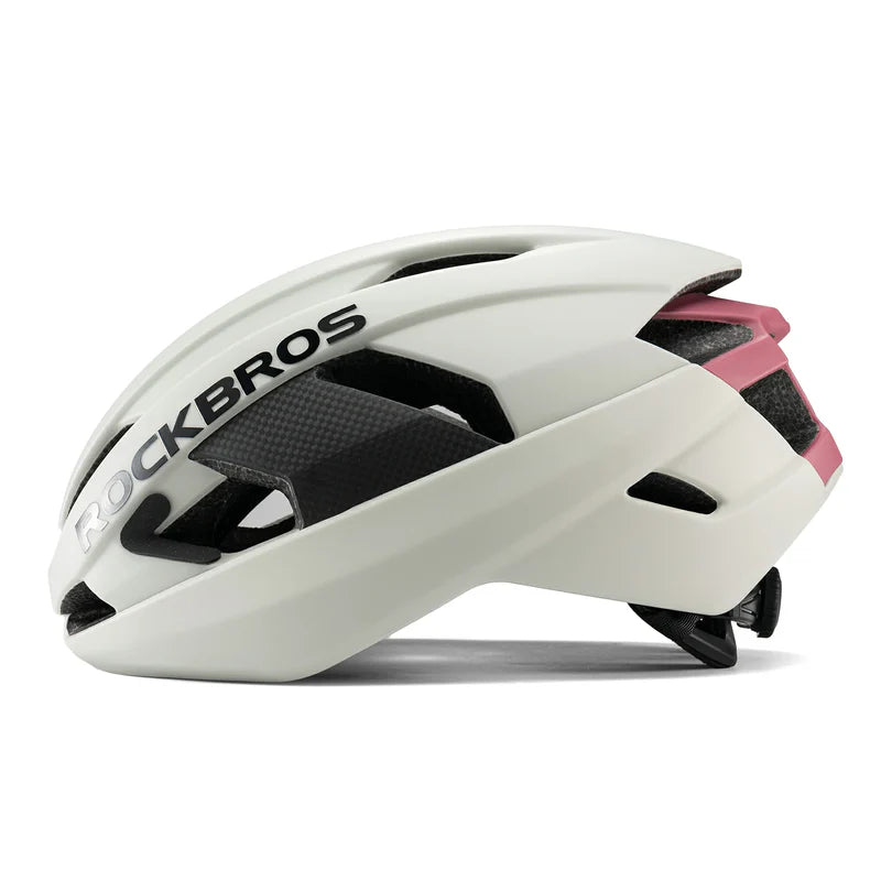 ROCKBROS carbon fiber cycling helmet with lightweight and impact protection
#Color_Dark White