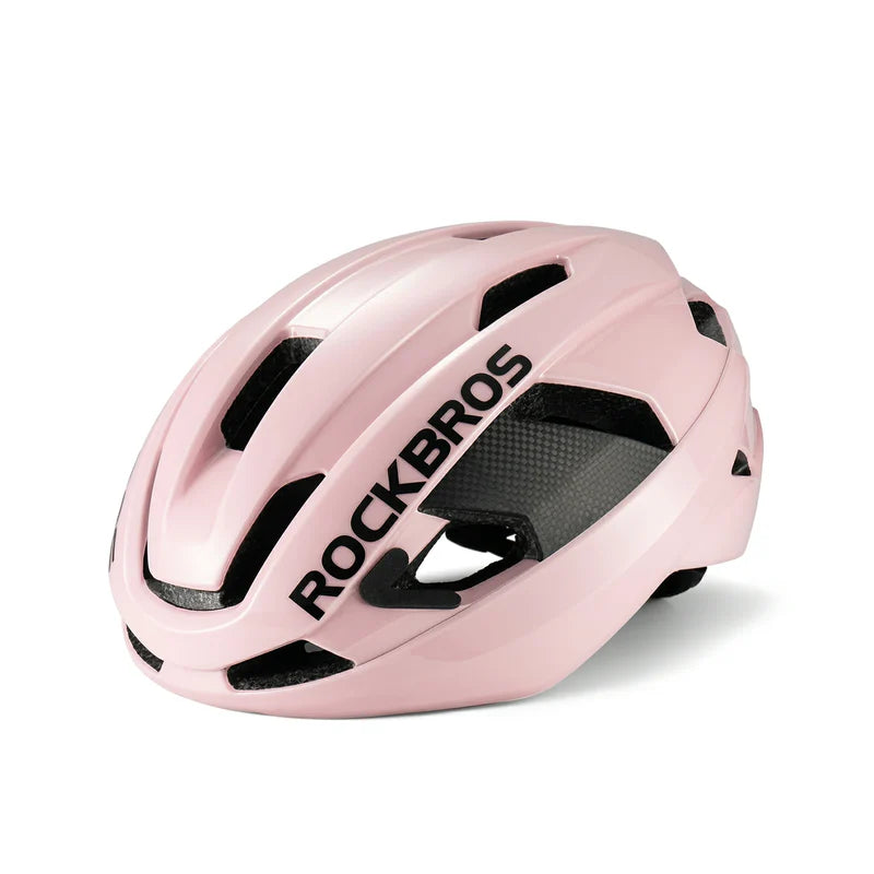 ROCKBROS carbon fiber cycling helmet with lightweight and impact protection
#Color_Pink