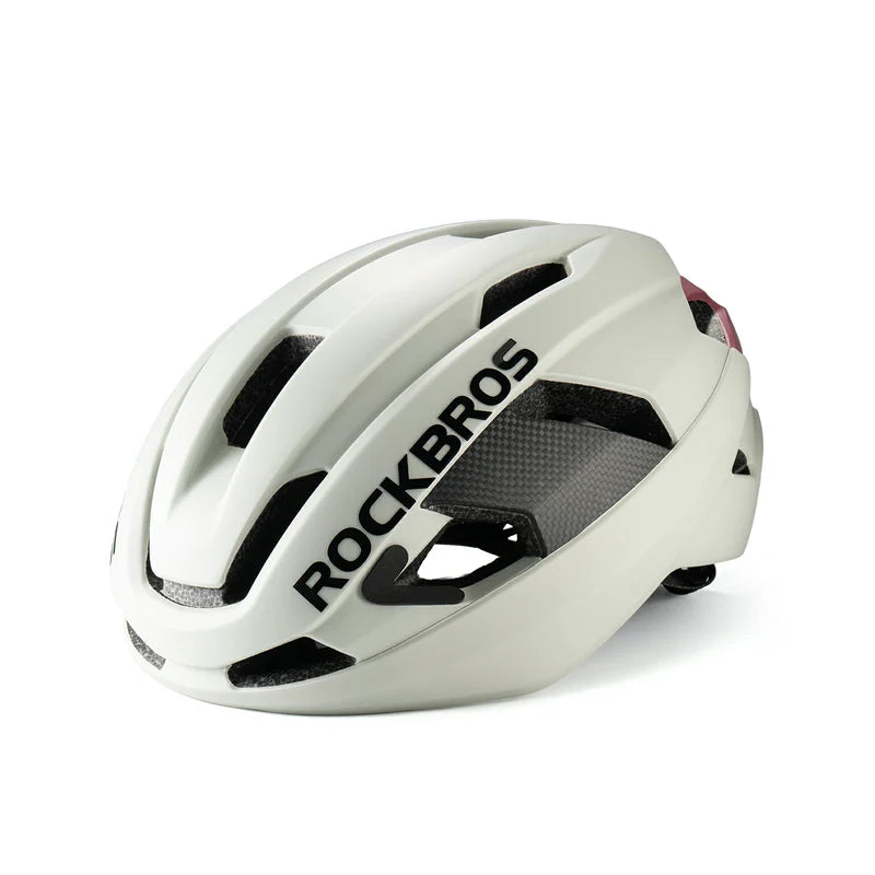 ROCKBROS carbon fiber cycling helmet with lightweight and impact protection
#Color_Dark White