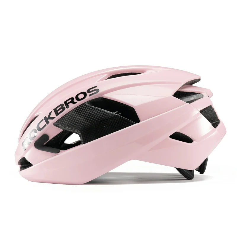 ROCKBROS carbon fiber cycling helmet with lightweight and impact protection
#Color_Pink