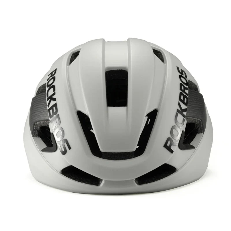 ROCKBROS carbon fiber cycling helmet with lightweight and impact protection
#Color_Dark White