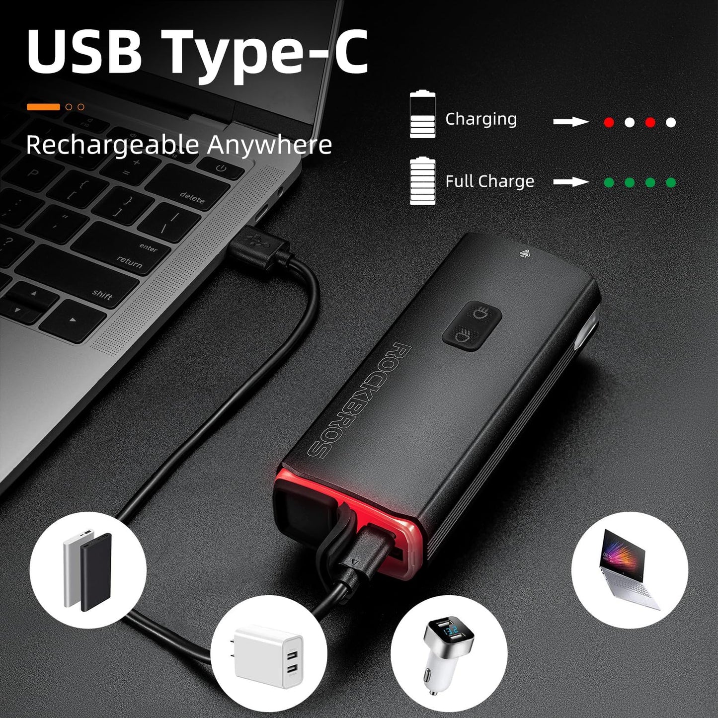 ROCKBROS 3000 Lumens Bike Front Light & 10000mAh USB Rechargeable Power Bank