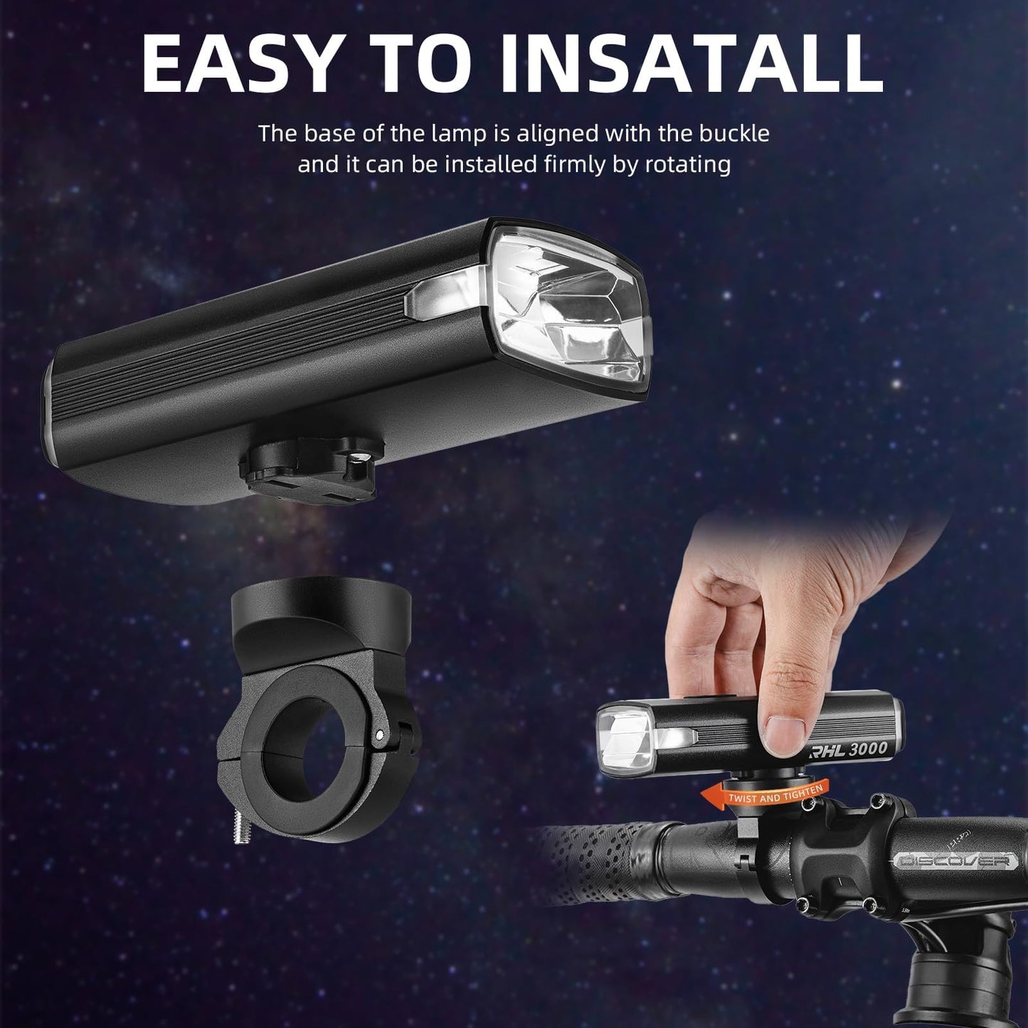 ROCKBROS 3000 Lumens Bike Front Light & 10000mAh USB Rechargeable Power Bank