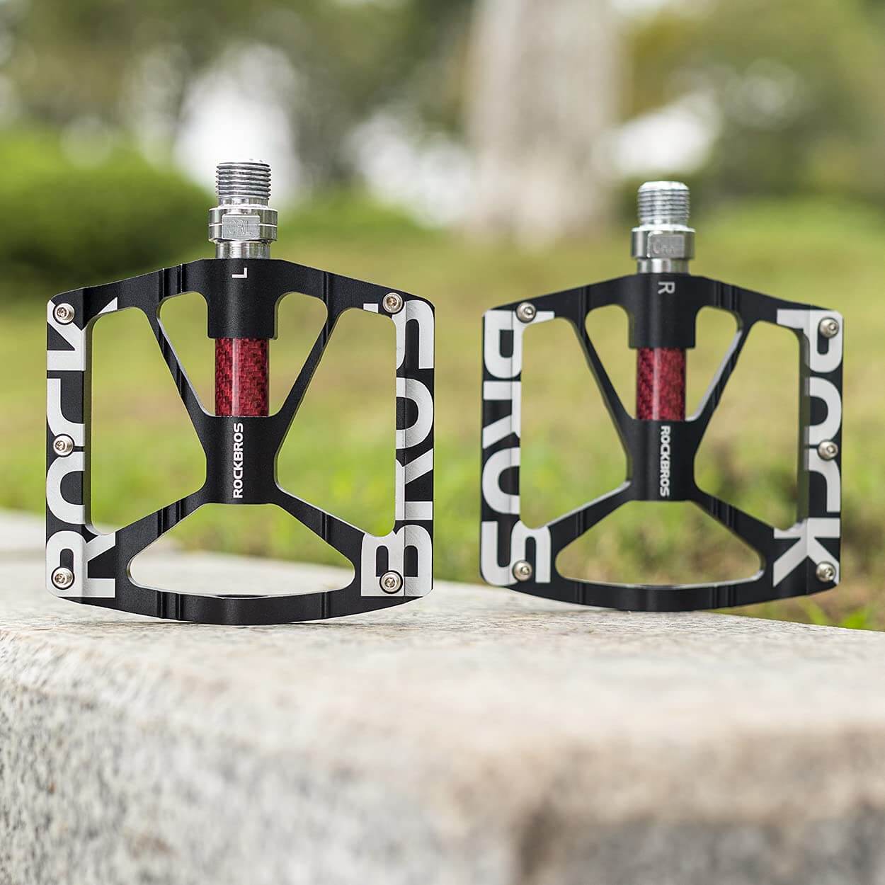 ROCKBROS 9/16" platform MTB pedals with durable aluminum body
#Color_Black