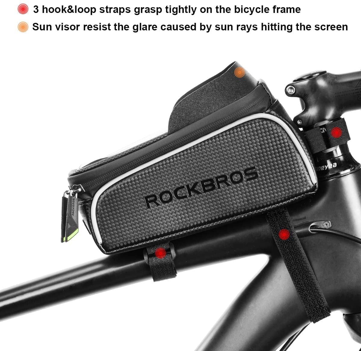 ROCKBROS waterproof bike phone bag mounted on top tube