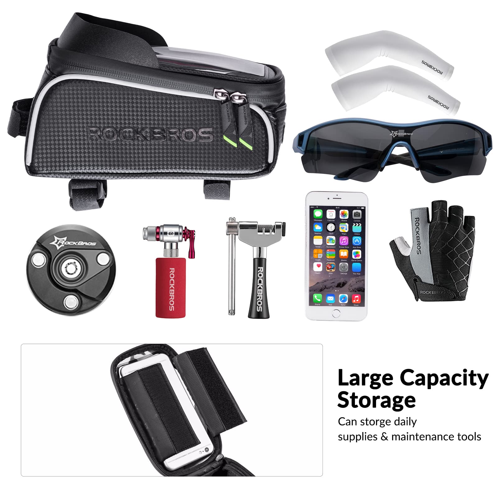 ROCKBROS waterproof bike phone bag mounted on top tube