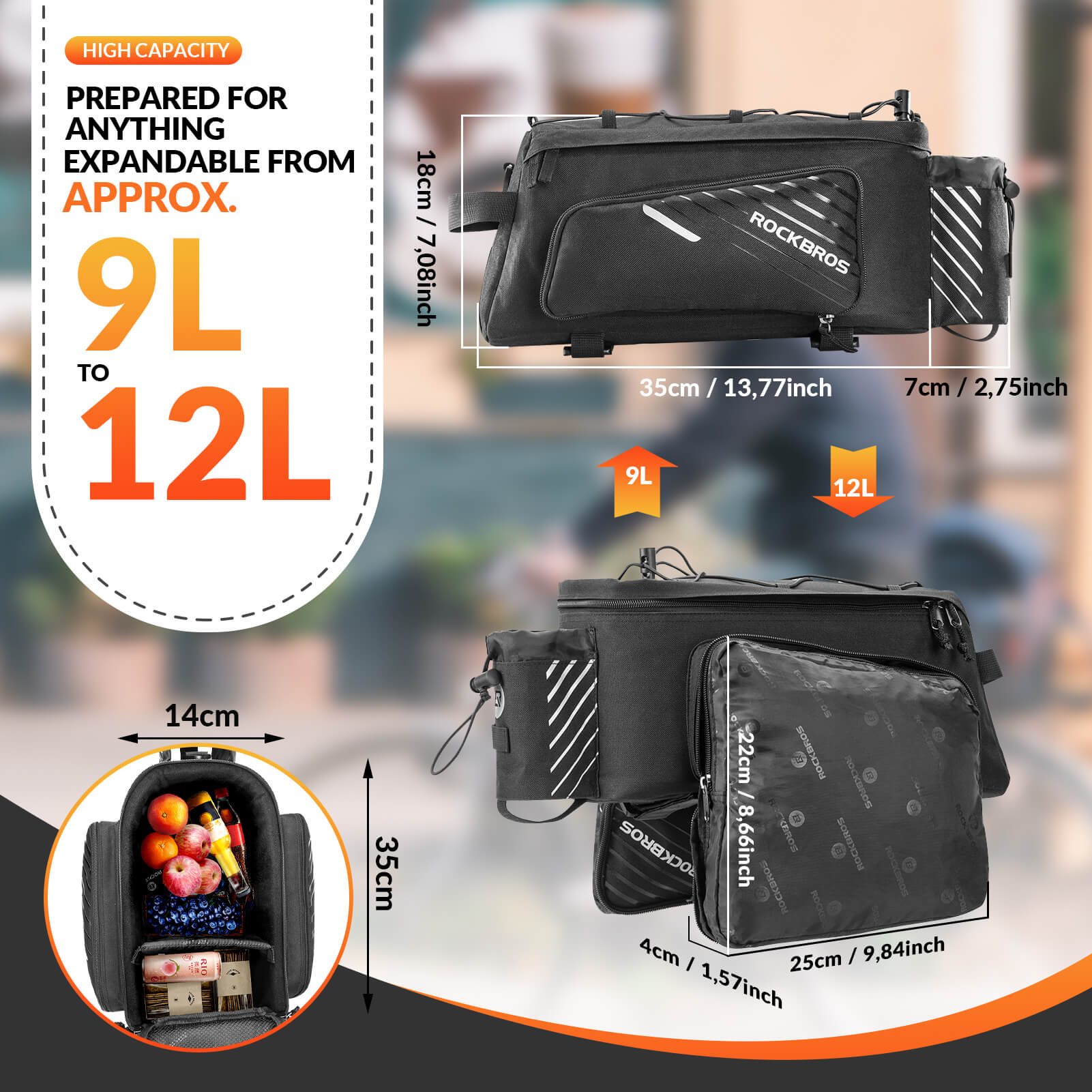 ROCKBROS 12L universal bike trunk bag