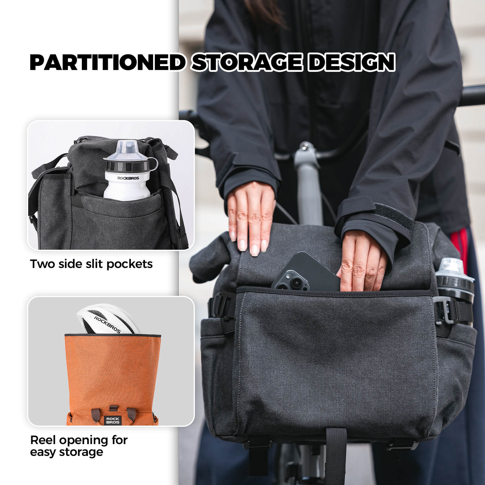ROCKBROS 11.5L Folding Bicycle Handlebar Bag Multi-Function Bicycle Bag
