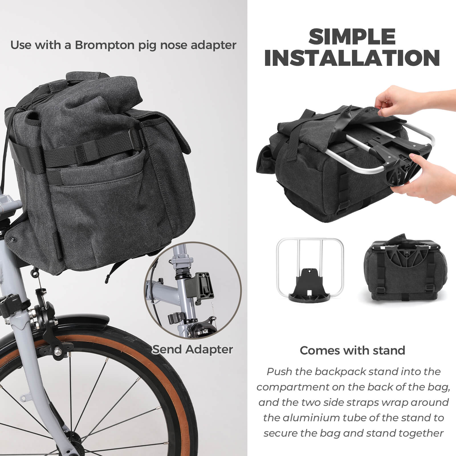 ROCKBROS 11.5L Folding Bicycle Handlebar Bag Multi-Function Bicycle Bag