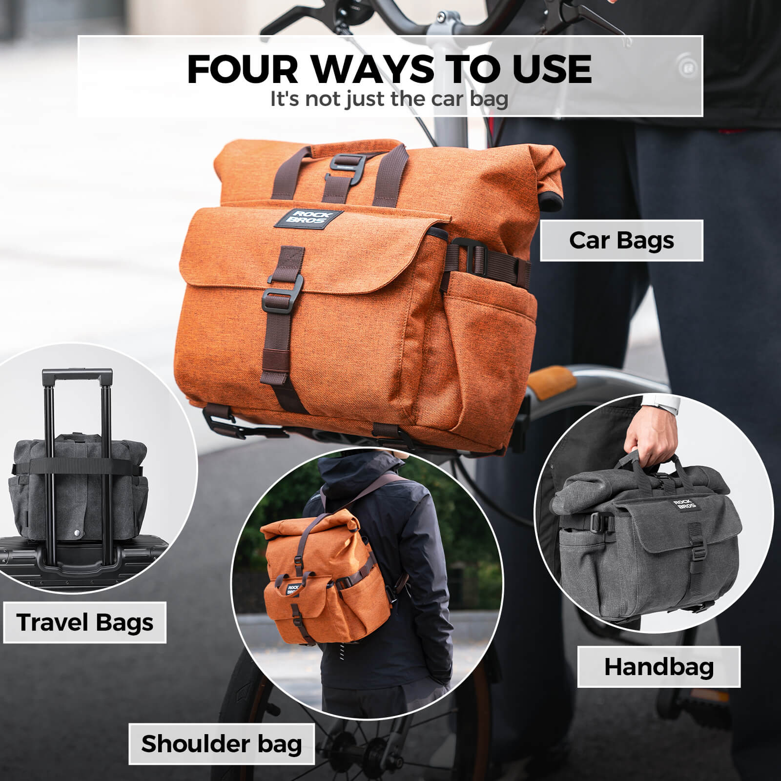 ROCKBROS 11.5L Folding Bicycle Handlebar Bag Multi-Function Bicycle Bag