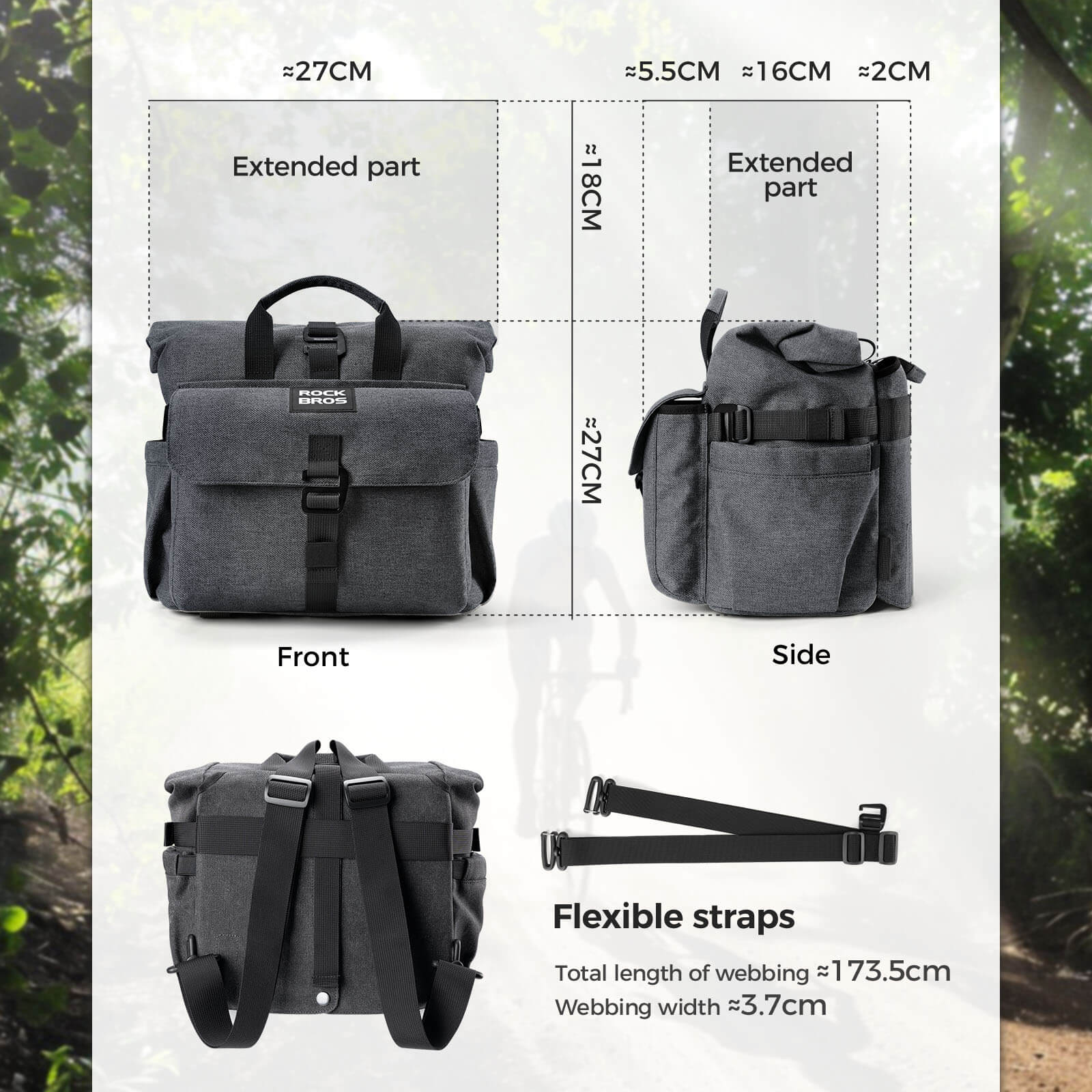 ROCKBROS 11.5L Folding Bicycle Handlebar Bag Multi-Function Bicycle Bag