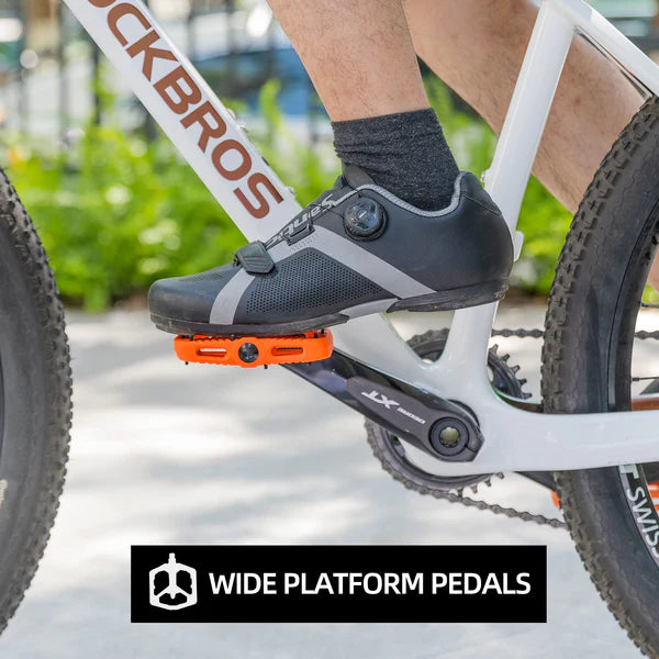 ROCKBROS Anti-Slip Wide Nylon Comfort Bike Pedals with Cr-Mo Steel Spindle, Sealed DU Bearings, and 9/16 Inch Fit
#Color_Orange