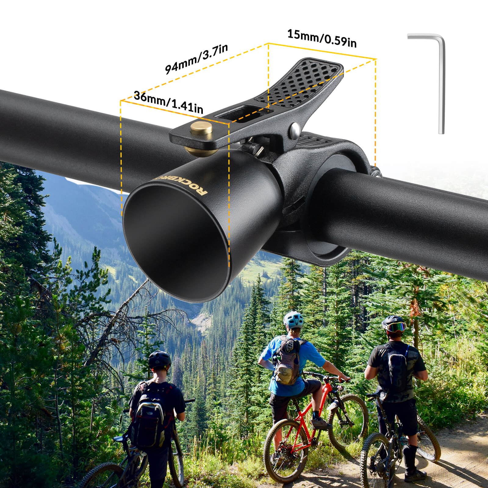 ROCKBROS bike bell with loud sound for road and mountain bikes
#Color_Black