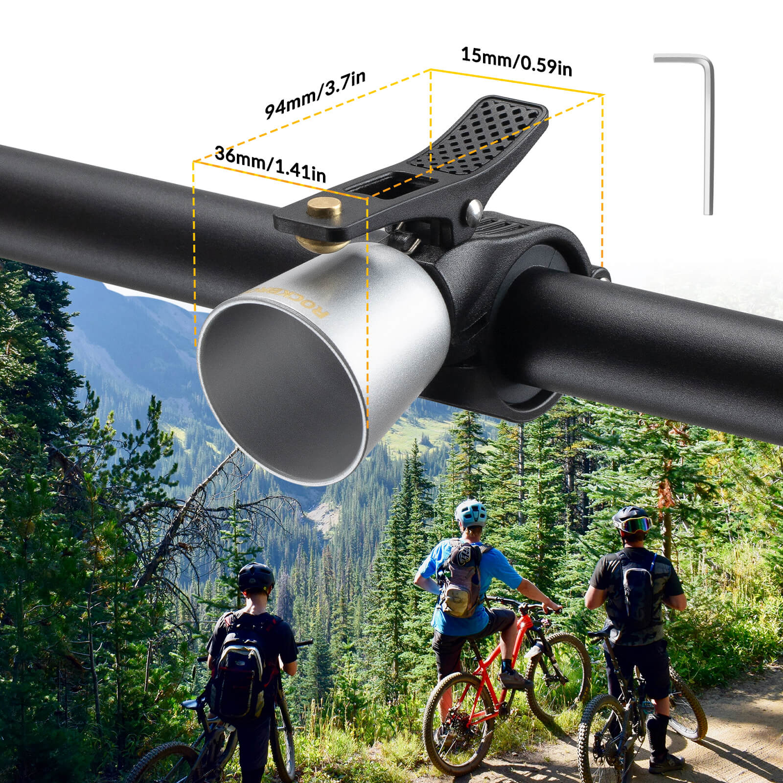 ROCKBROS bike bell with loud sound for road and mountain bikes
#Color_Silver
