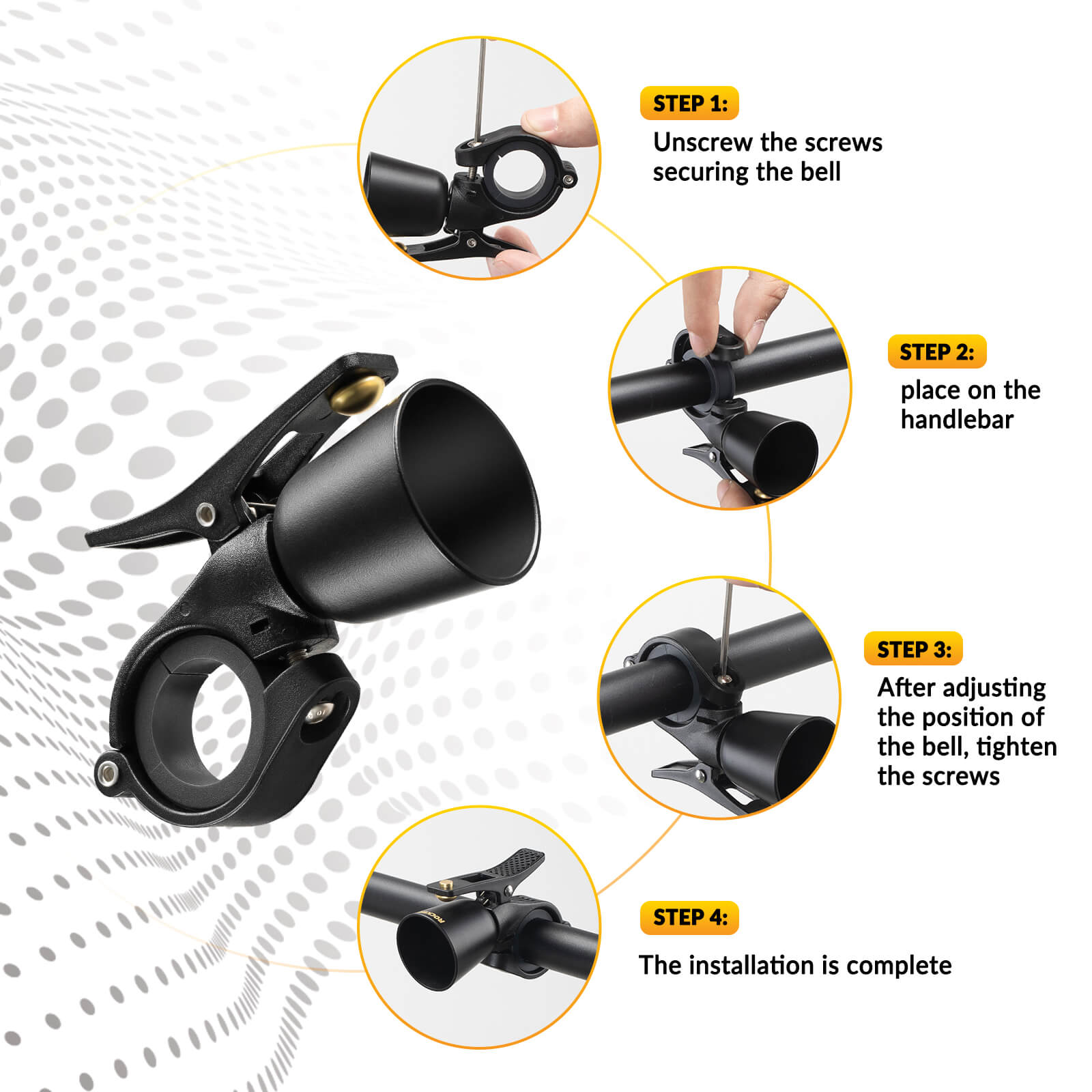 ROCKBROS bike bell with loud sound for road and mountain bikes
#Color_Black
