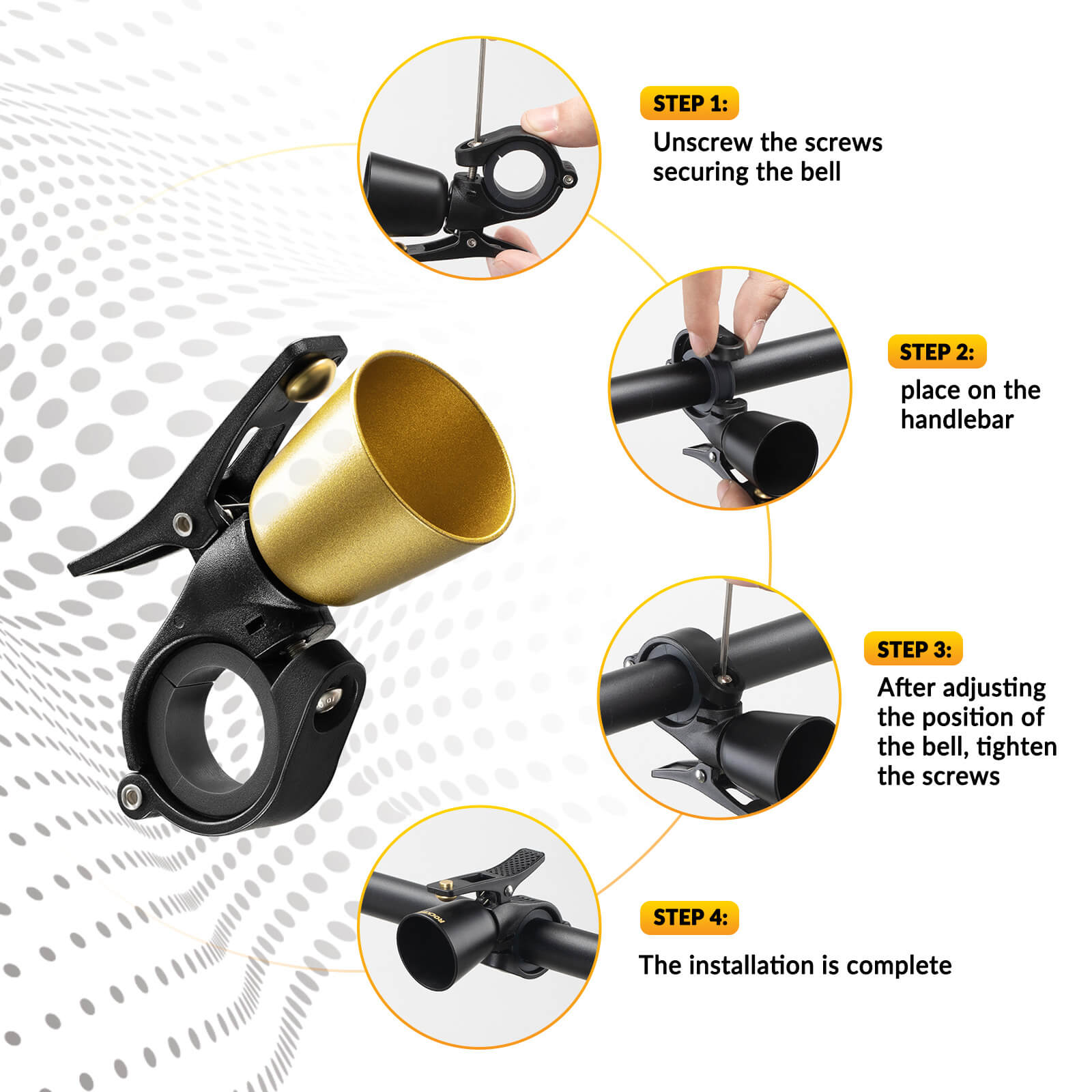 ROCKBROS bike bell with loud sound for road and mountain bikes
#Color_Gold