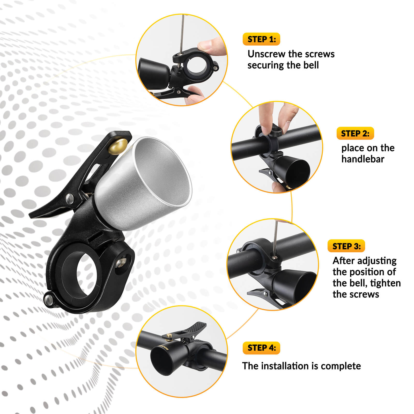 ROCKBROS bike bell with loud sound for road and mountain bikes
#Color_Silver