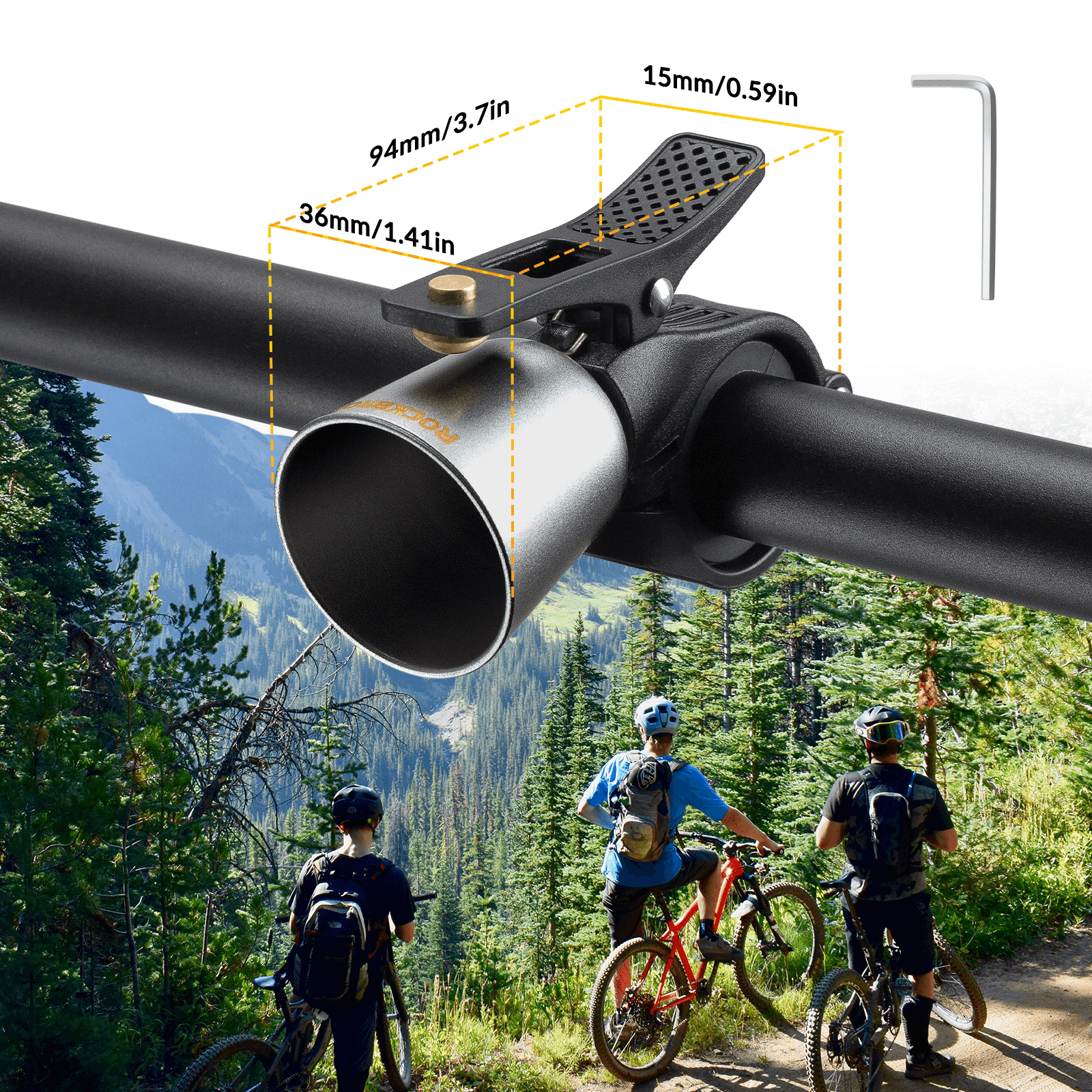 ROCKBROS bike bell with loud sound for road and mountain bikes
#Color_Titanium