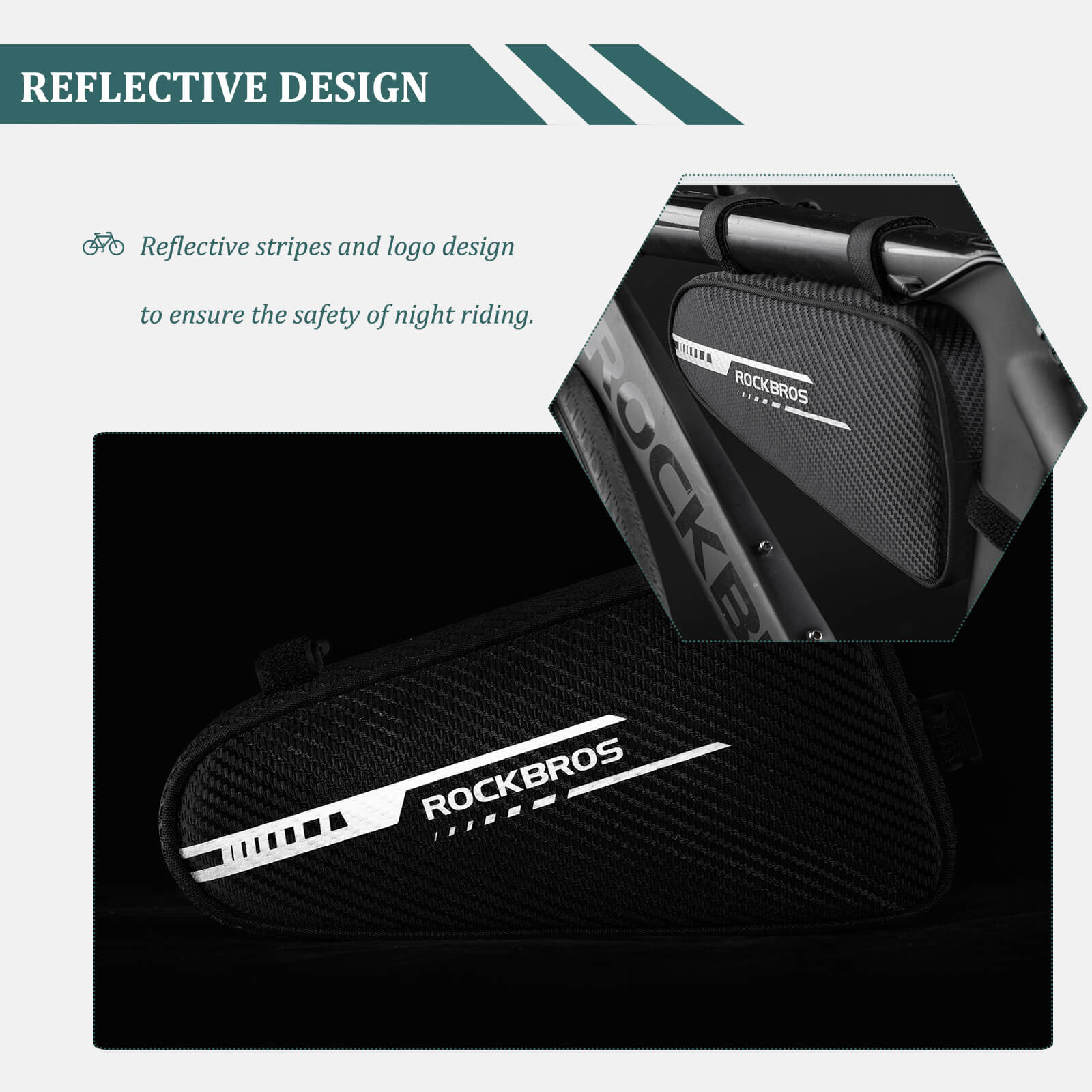 ROCKBROS top tube frame bag with large capacity and convenient side pocket for cycling essentials