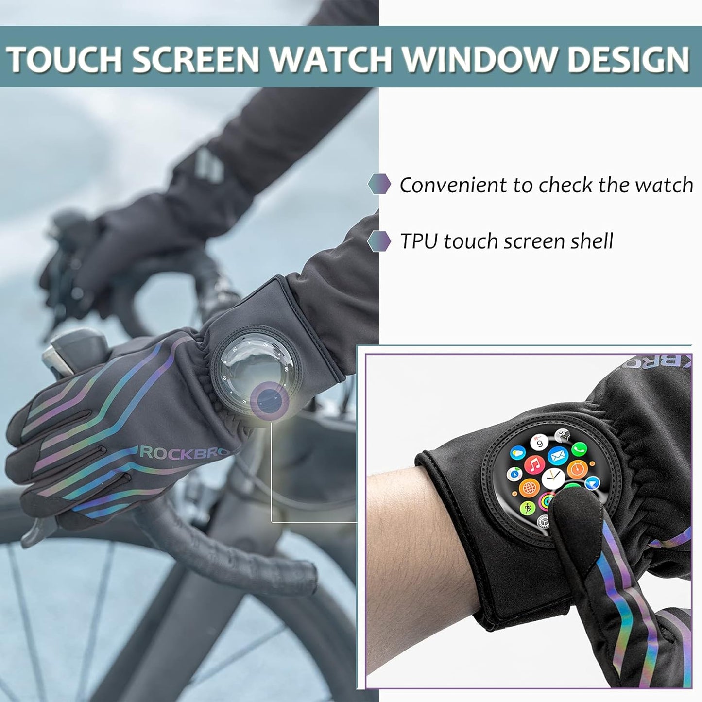 ROCKBROS Windproof Thermal Full Finger Cycling Gloves