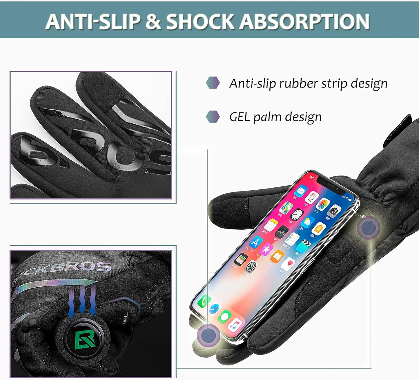 ROCKBROS Windproof Thermal Full Finger Cycling Gloves