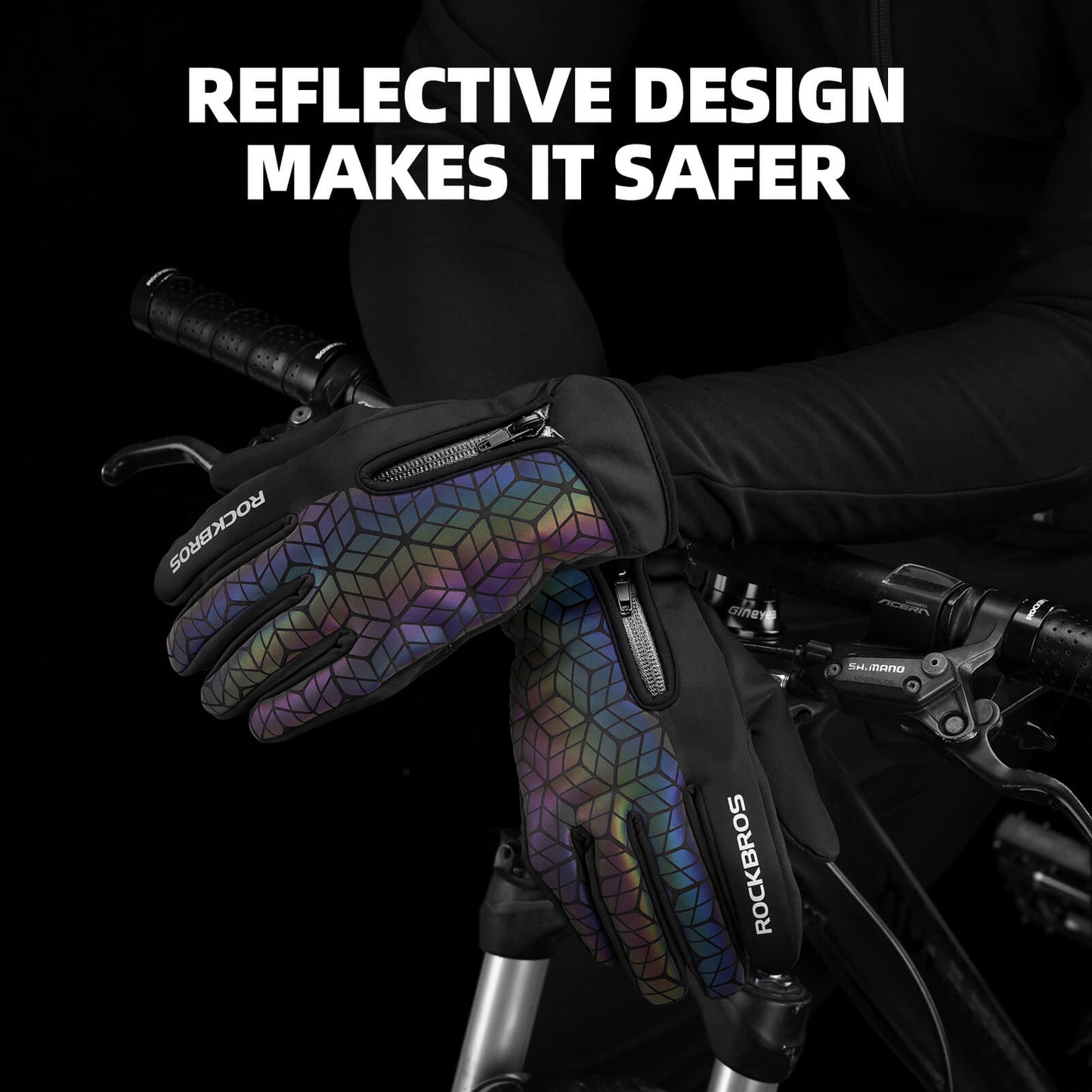 ROCKBROS Winter Warm Touchscreen Anti-Slip Cycling Gloves #Color_Black Colorful