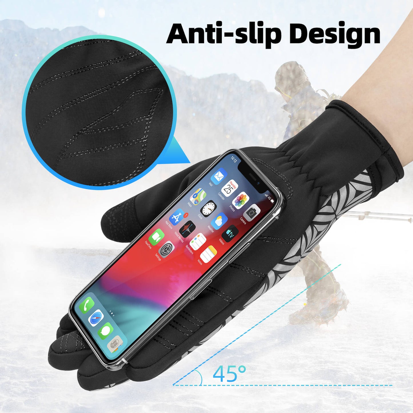ROCKBROS Winter Warm Touchscreen Anti-Slip Cycling Gloves
