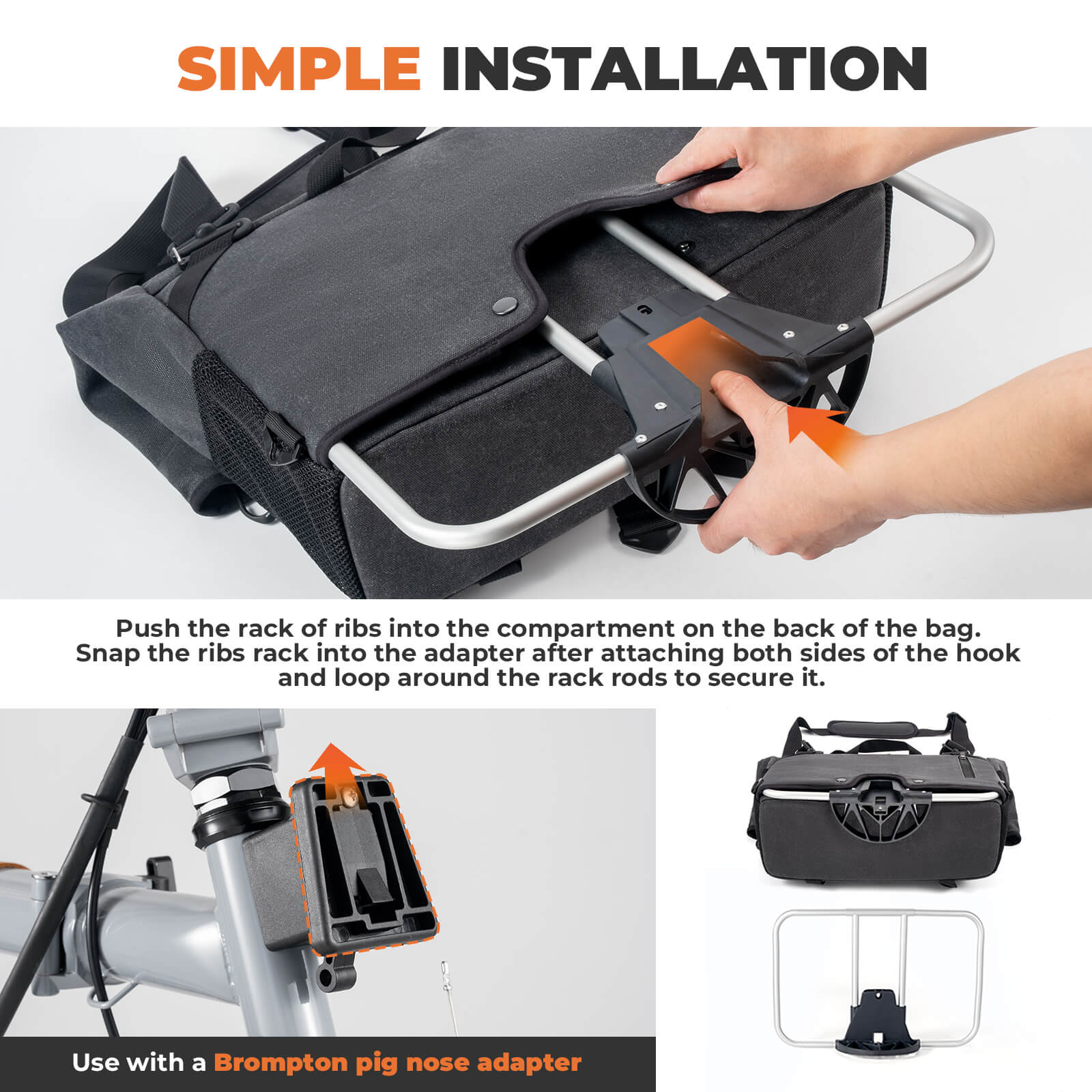 ROCKBROS Brompton folding bike handlebar bag convertible to backpack shoulder bag for urban commuting and travel