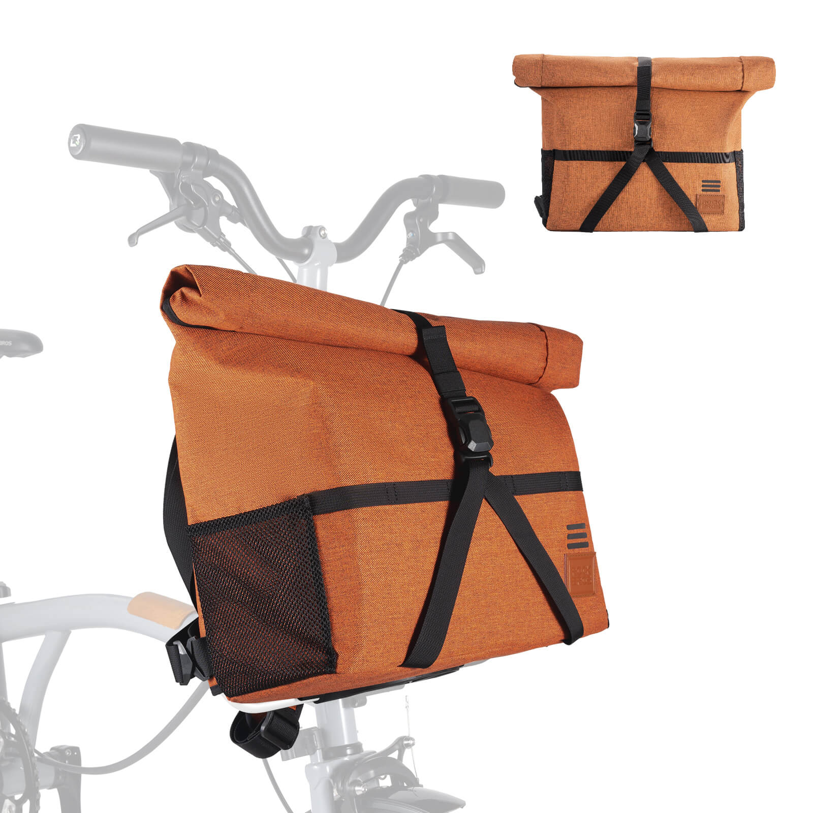 ROCKBROS Brompton folding bike handlebar bag convertible to backpack shoulder bag for urban commuting and travel
#Color_Orange