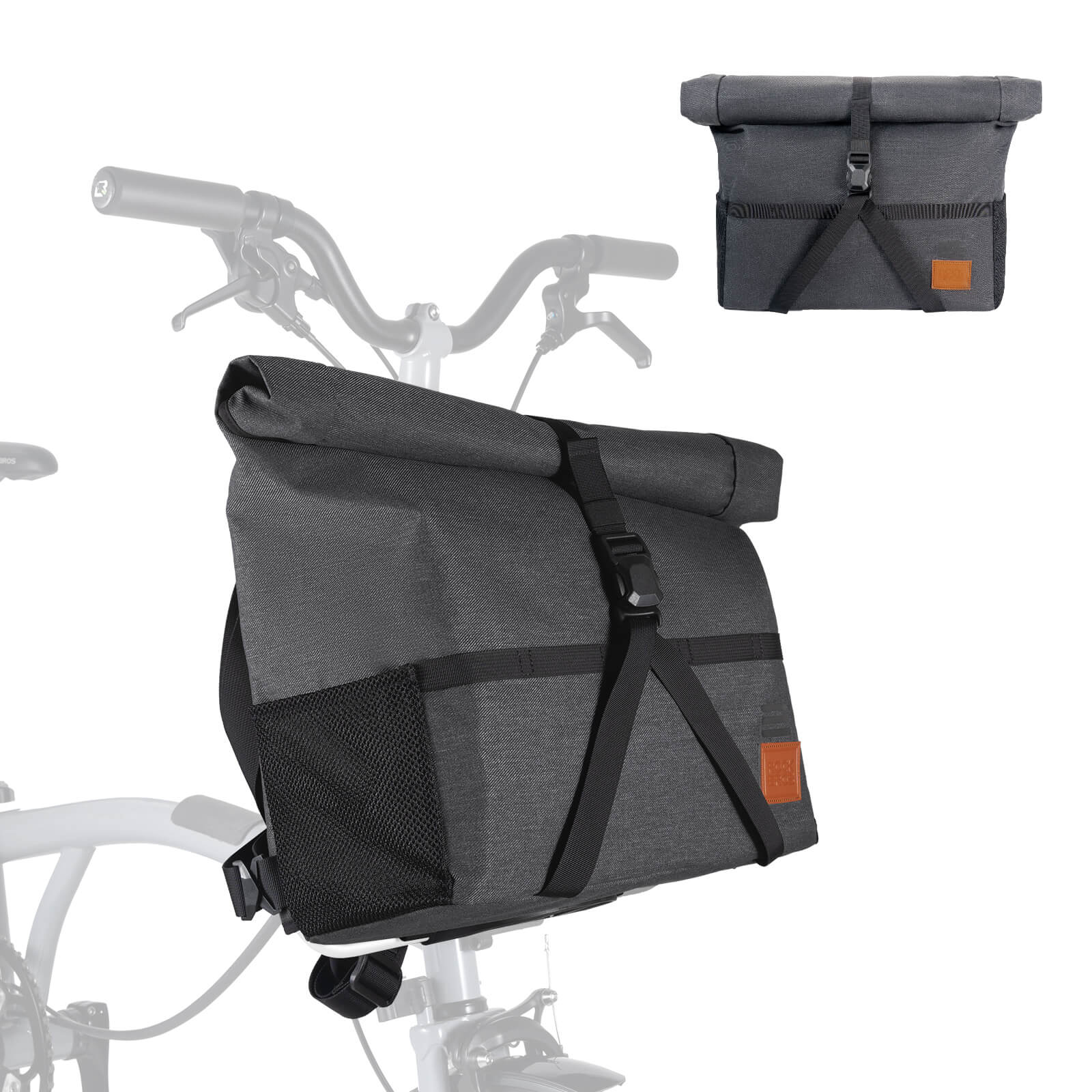 ROCKBROS Brompton folding bike handlebar bag convertible to backpack shoulder bag for urban commuting and travel
#Color_Black