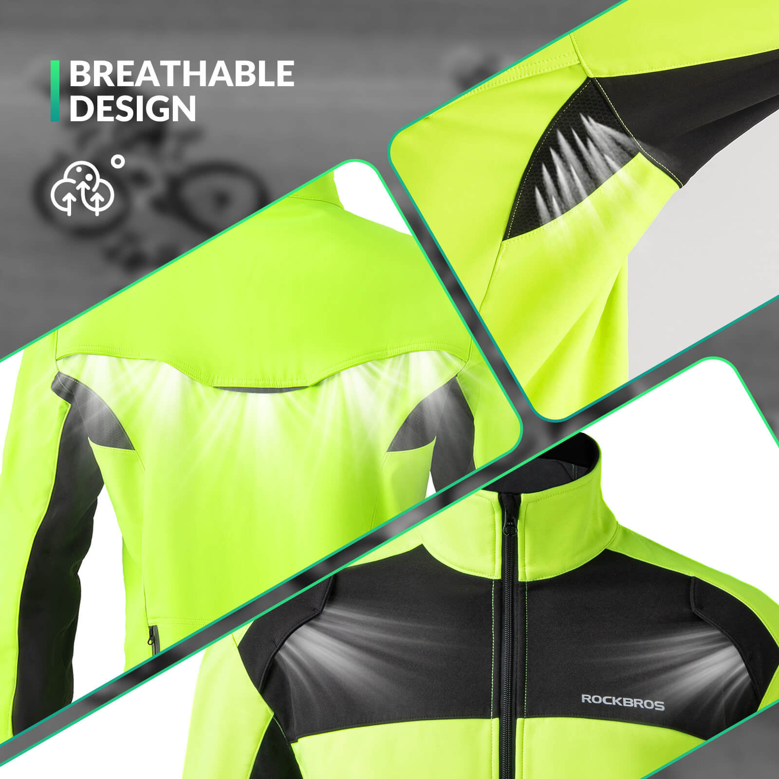ROCKBROS outdoor thermal sportswear set with windproof shell, fleece lining, ventilation design, and flexible fit for cold-weather activities