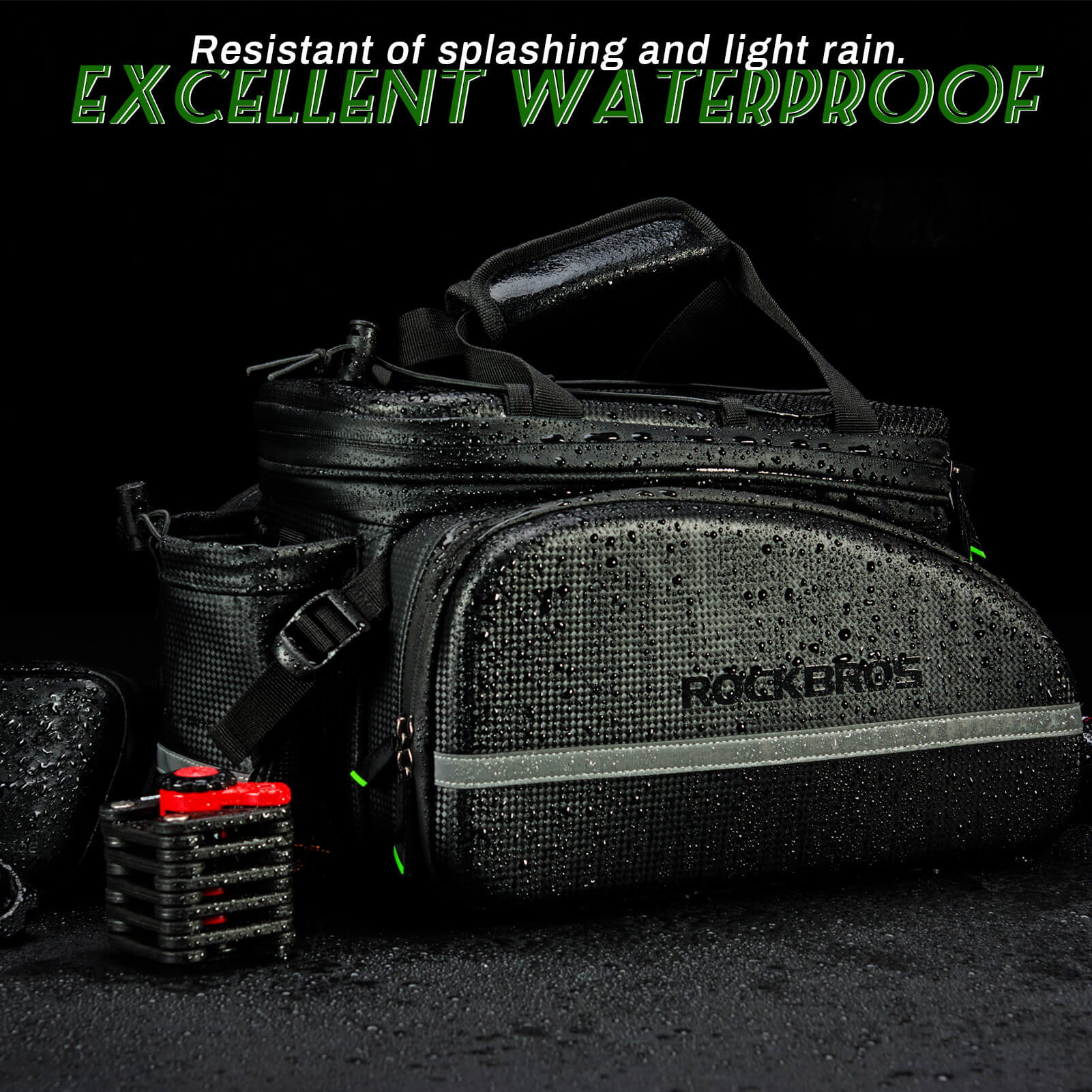 ROCKBROS multifunction waterproof bike rear rack bag with expandable design