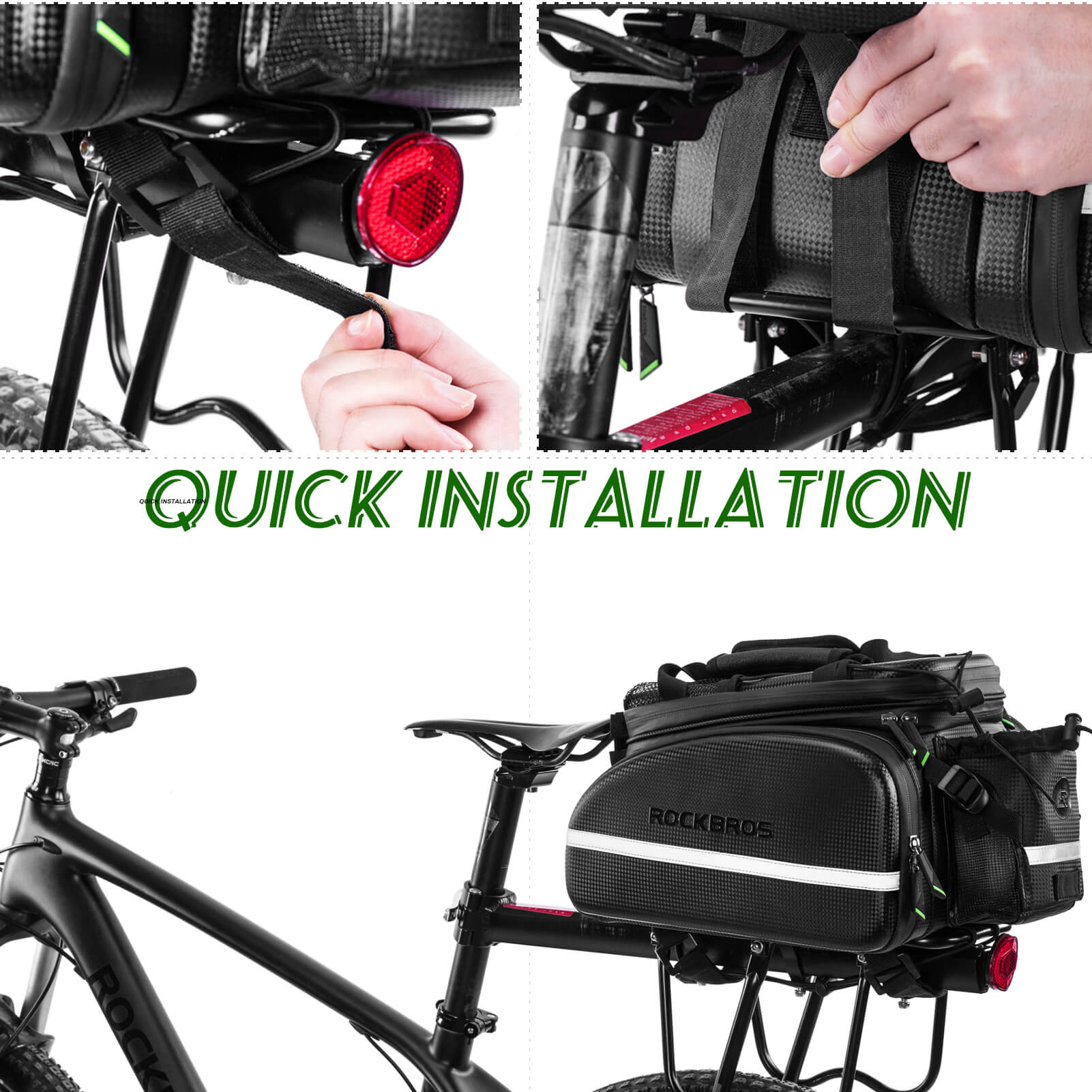 ROCKBROS multifunction waterproof bike rear rack bag with expandable design