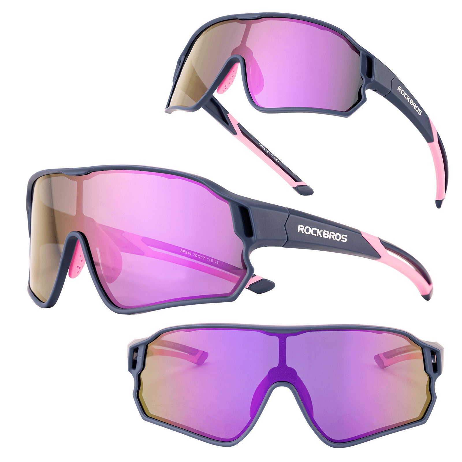 ROCKBROS kids polarized cycling sunglasses with UV400 protection for biking and outdoor sports.
#Color_Blue Purple