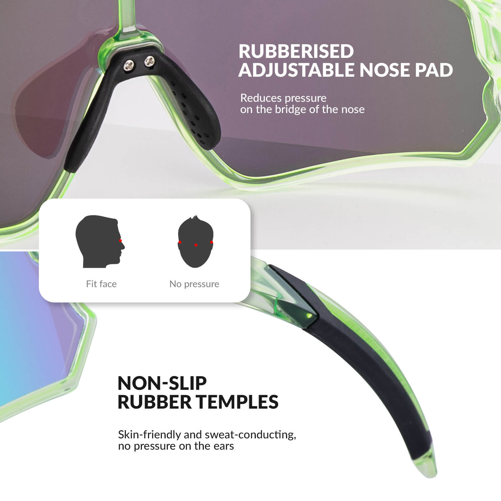 ROCKBROS kids polarized cycling sunglasses with UV400 protection for biking and outdoor sports.
#Color_Transparent Green