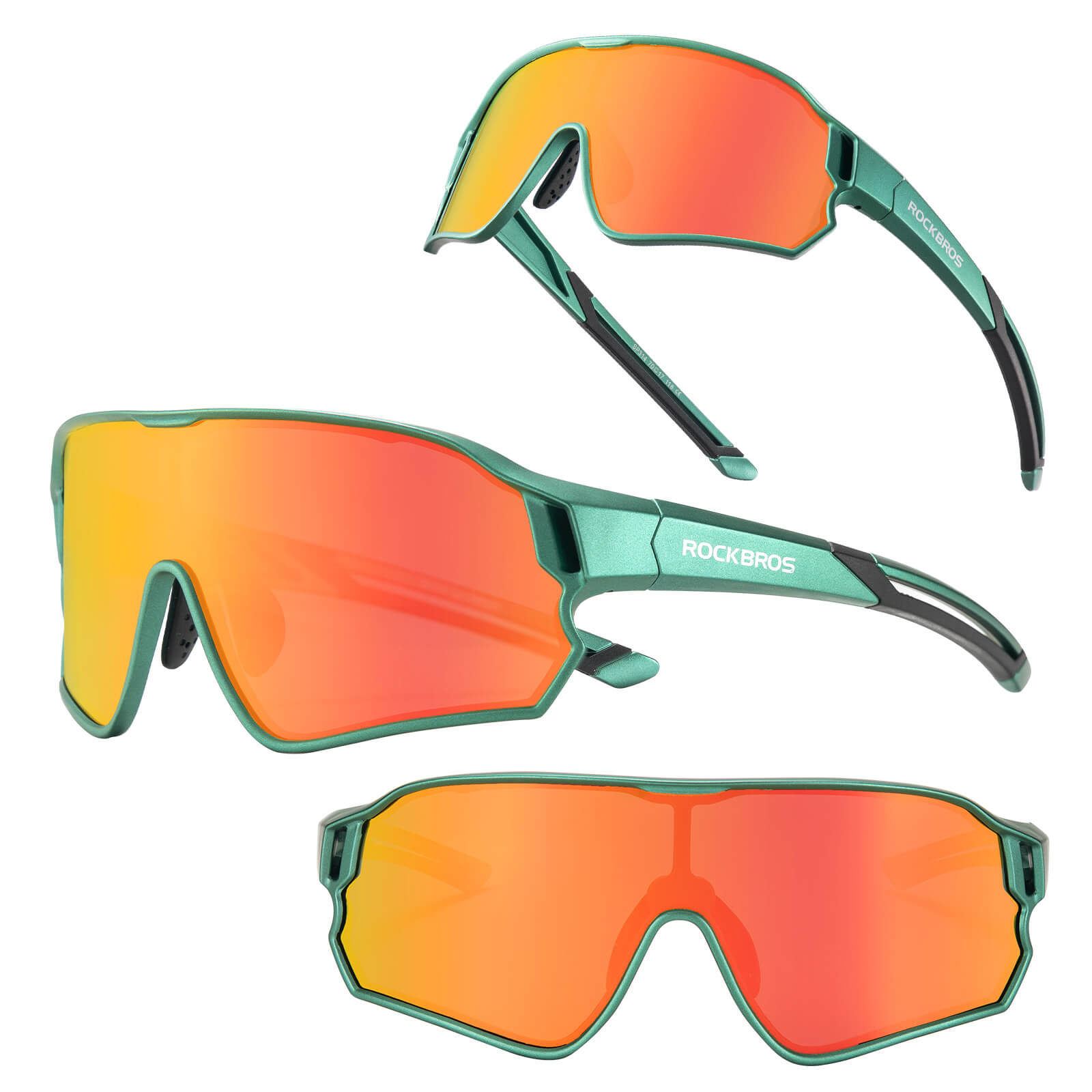 ROCKBROS kids polarized cycling sunglasses with UV400 protection for biking and outdoor sports.
#Color_Olive Green