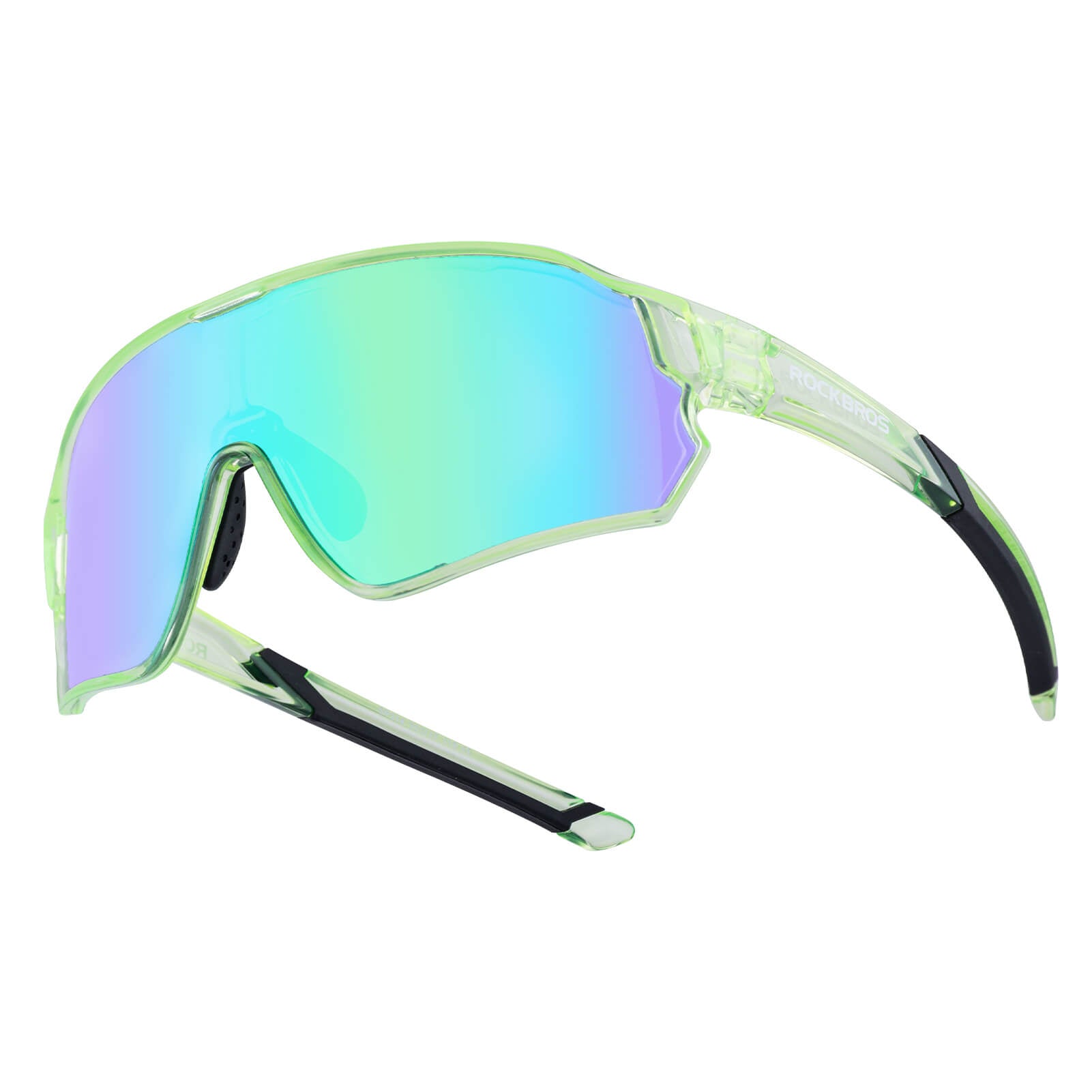 ROCKBROS kids polarized cycling sunglasses with UV400 protection for biking and outdoor sports.
#Color_Transparent Green