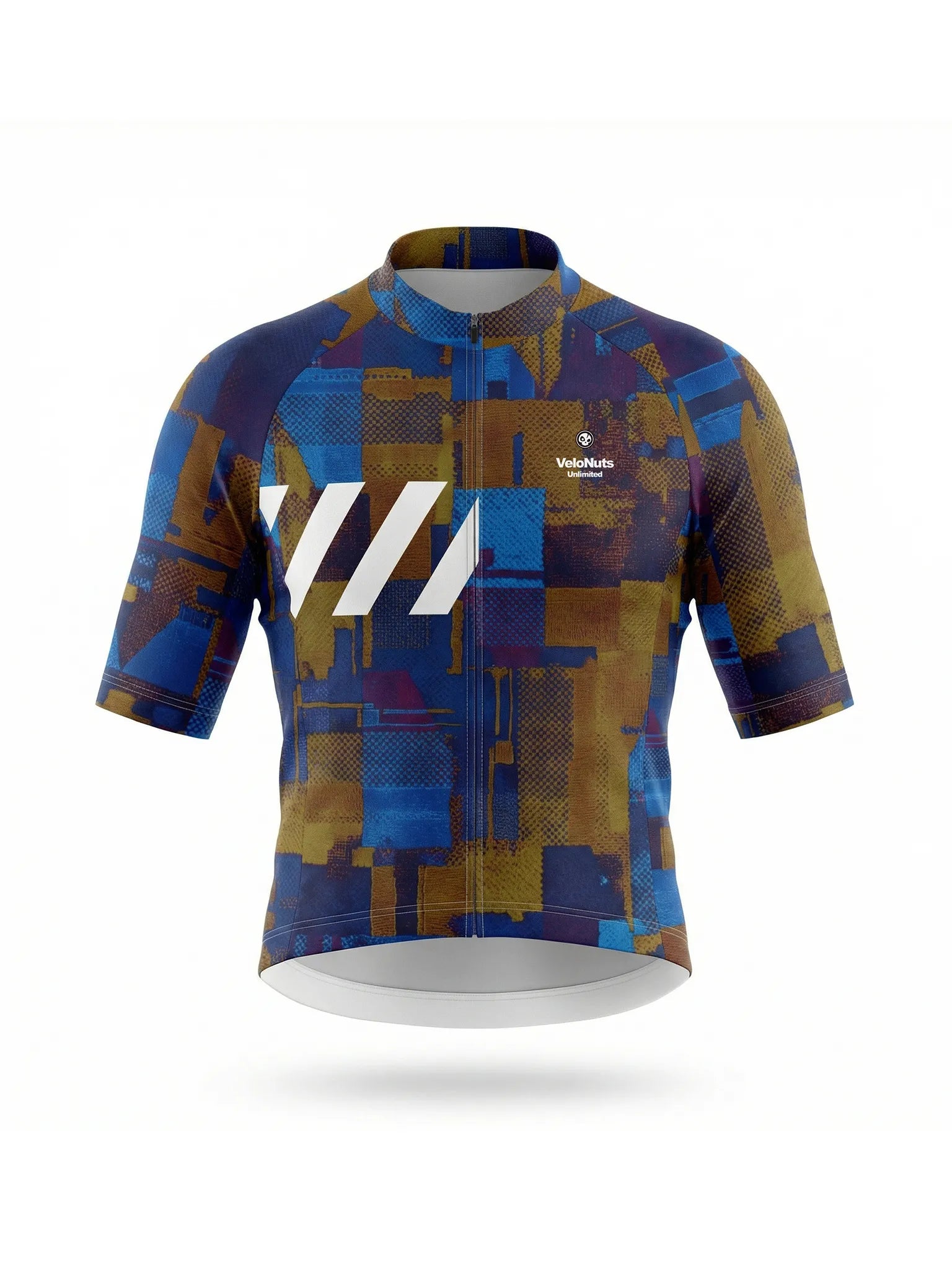 Women's Cycling Jersey Terrain Blocks#Type_Cobalt Rust Blocks