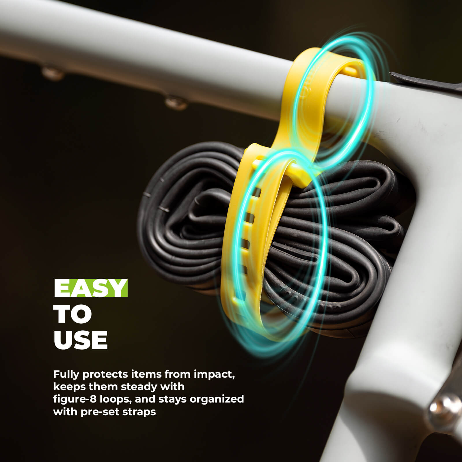 Bikepacking multi-purpose TPU strap 2-pack for securing gear on bikes, Qunature