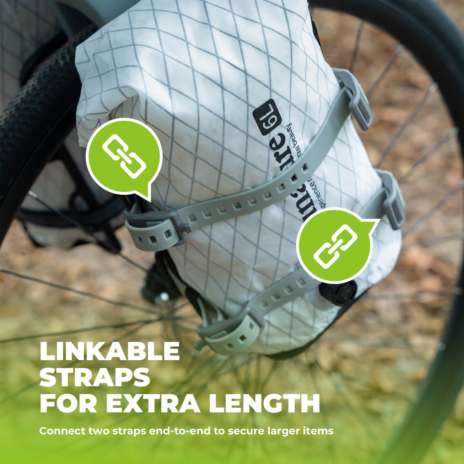 Bikepacking multi-purpose TPU strap 2-pack for securing gear on bikes, Qunature