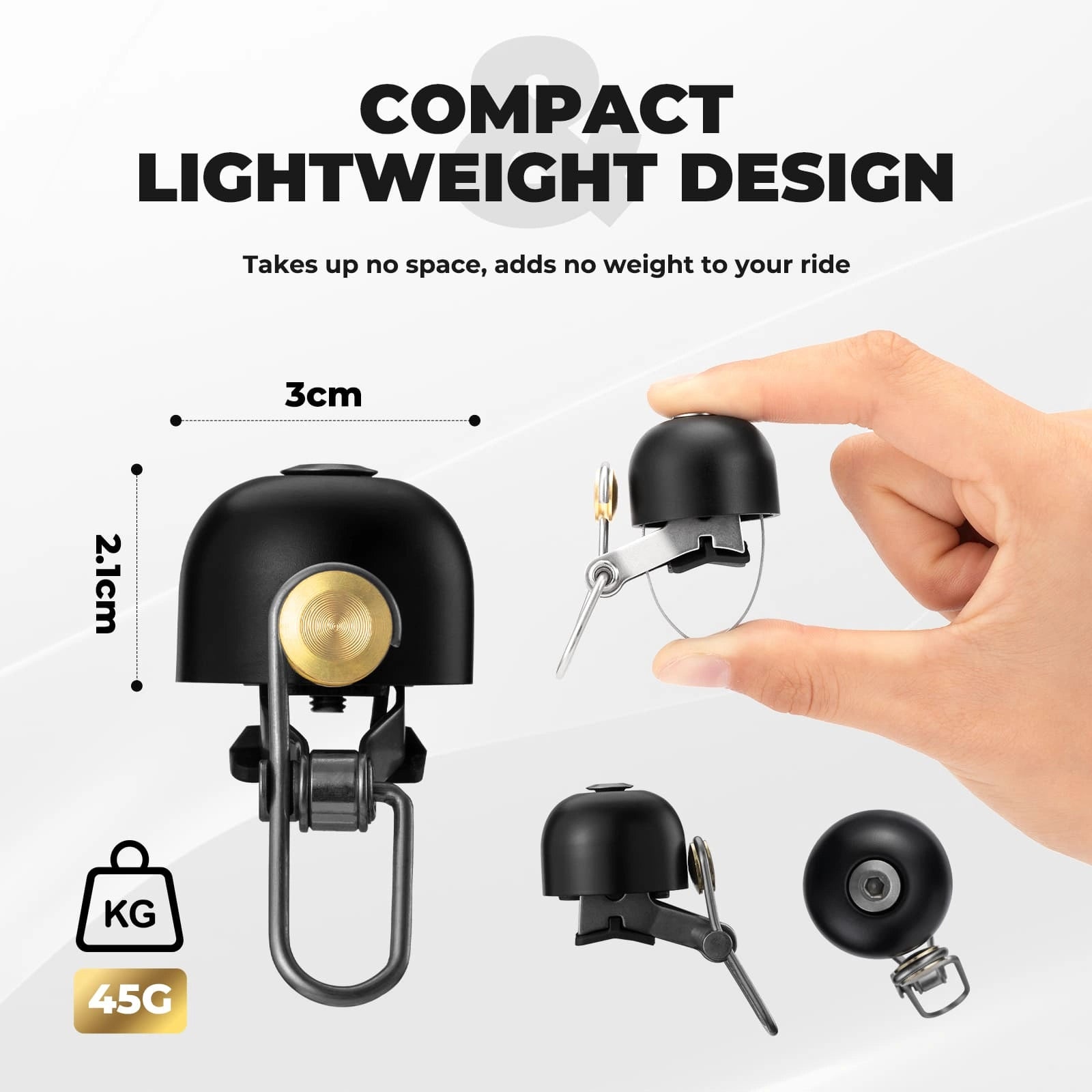 Classic 2-Pack Bike Bell with Loud Clear Ring, Durable Brass Alloy, Universal Handlebar Fit, and Scratch-Free Mounting