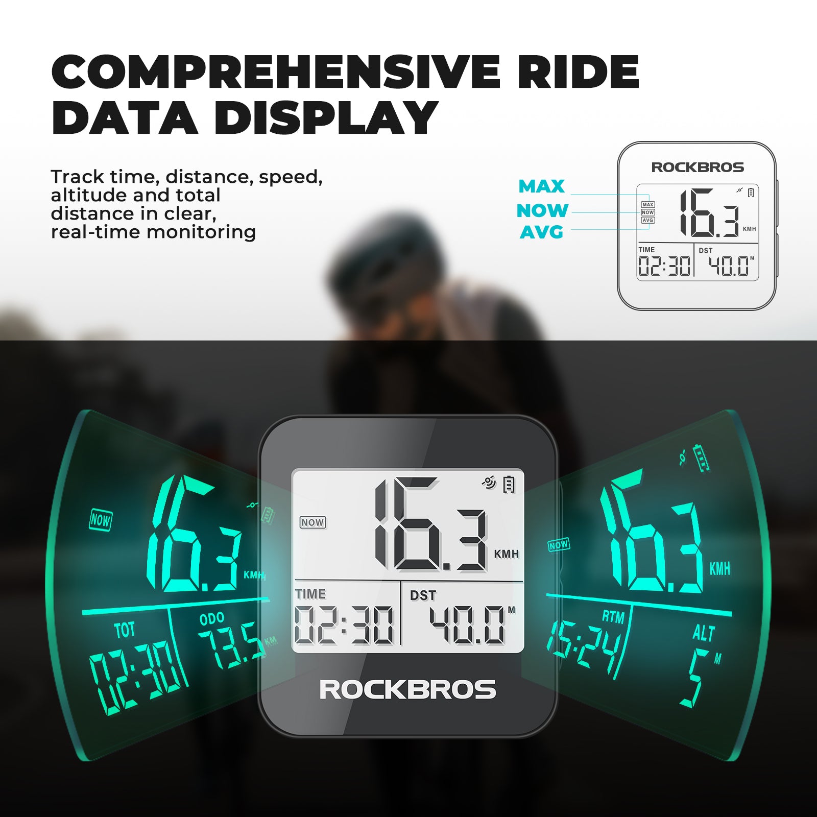 G1 GPS Smart Bike Computer - Waterproof Wireless Speedometer and Odometer - ROCKBROS