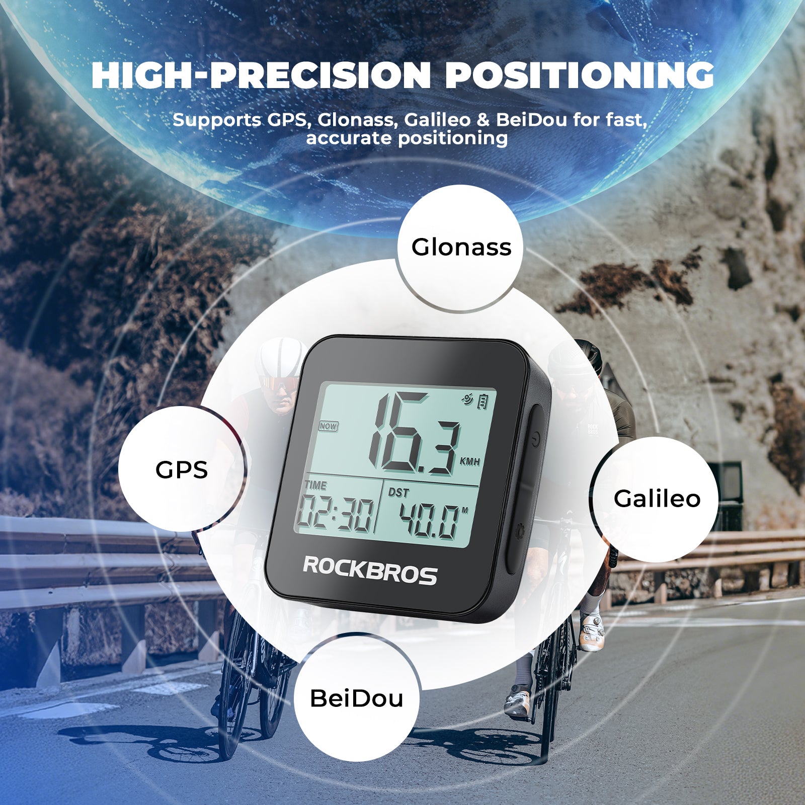 G1 GPS Smart Bike Computer - Waterproof Wireless Speedometer and Odometer - ROCKBROS