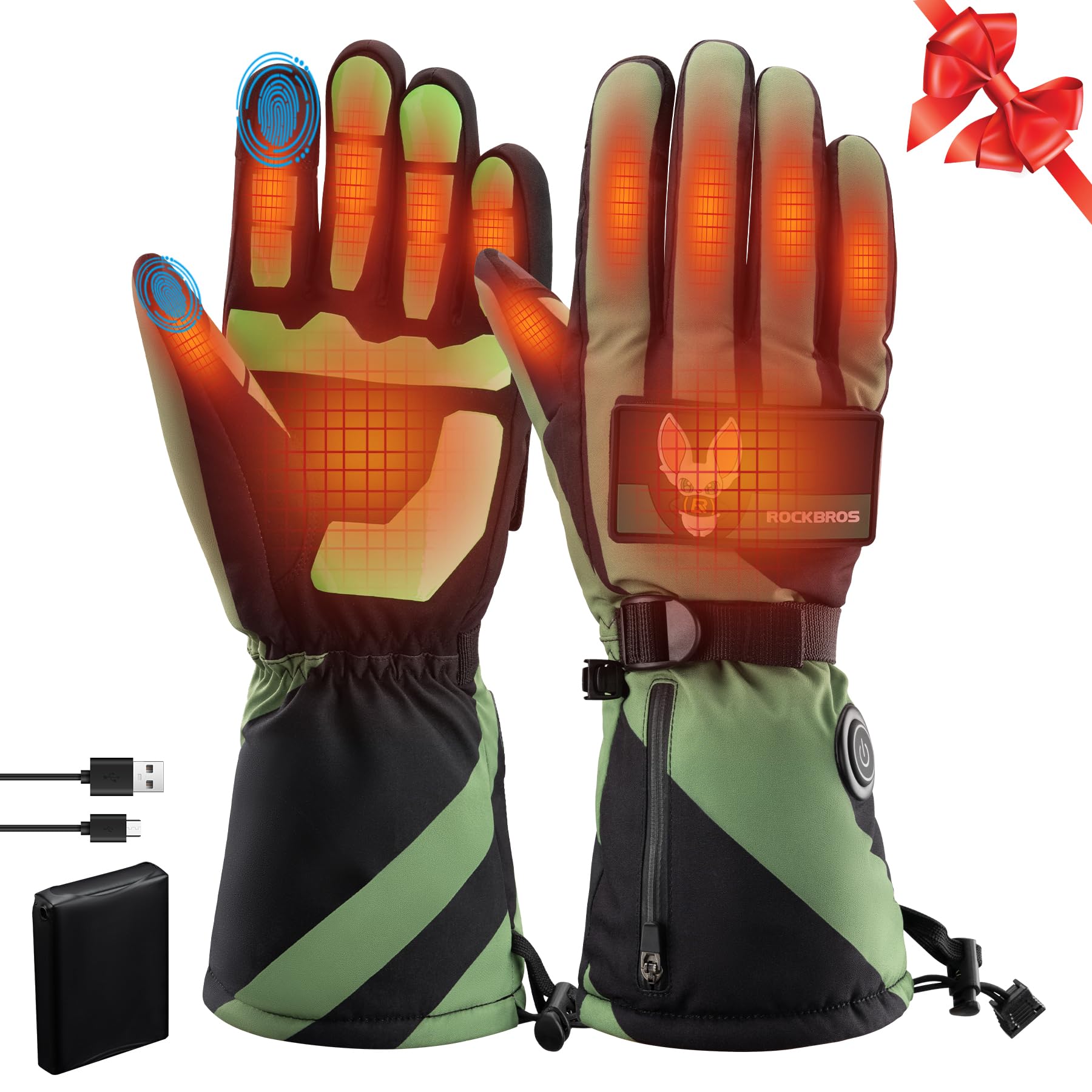 Heated Gloves, Rechargeable Winter Touchscreen Hand Warmers for Men Women