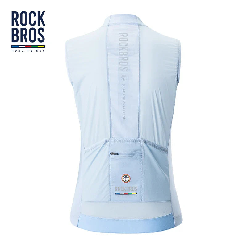 Light blue sleeveless jacket with 'RockBros' branding on a white background #color_blue