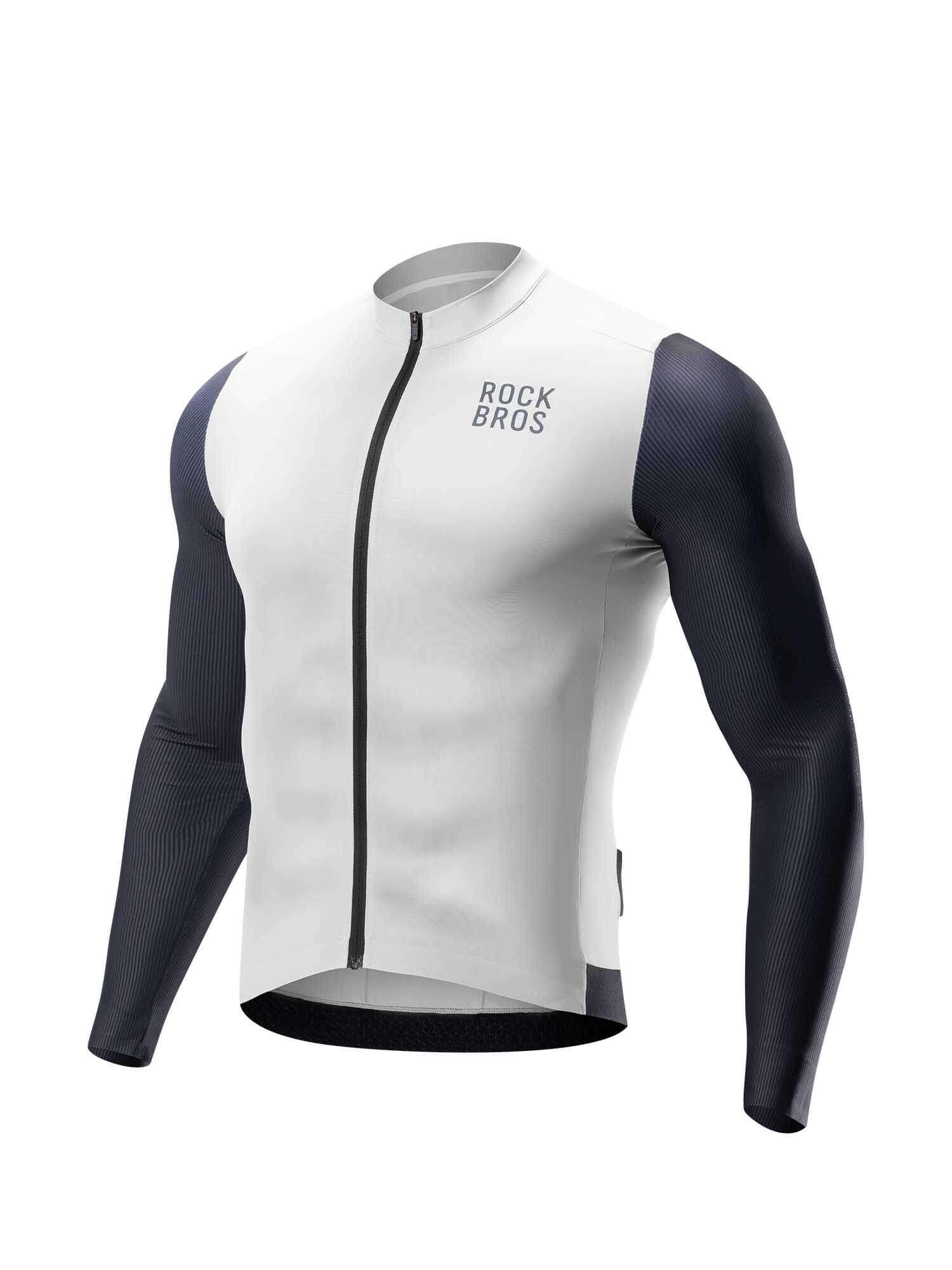 ROCKBROS men’s breathable long-sleeve cycling jersey with moisture-wicking mesh
#Color_Gray Blue