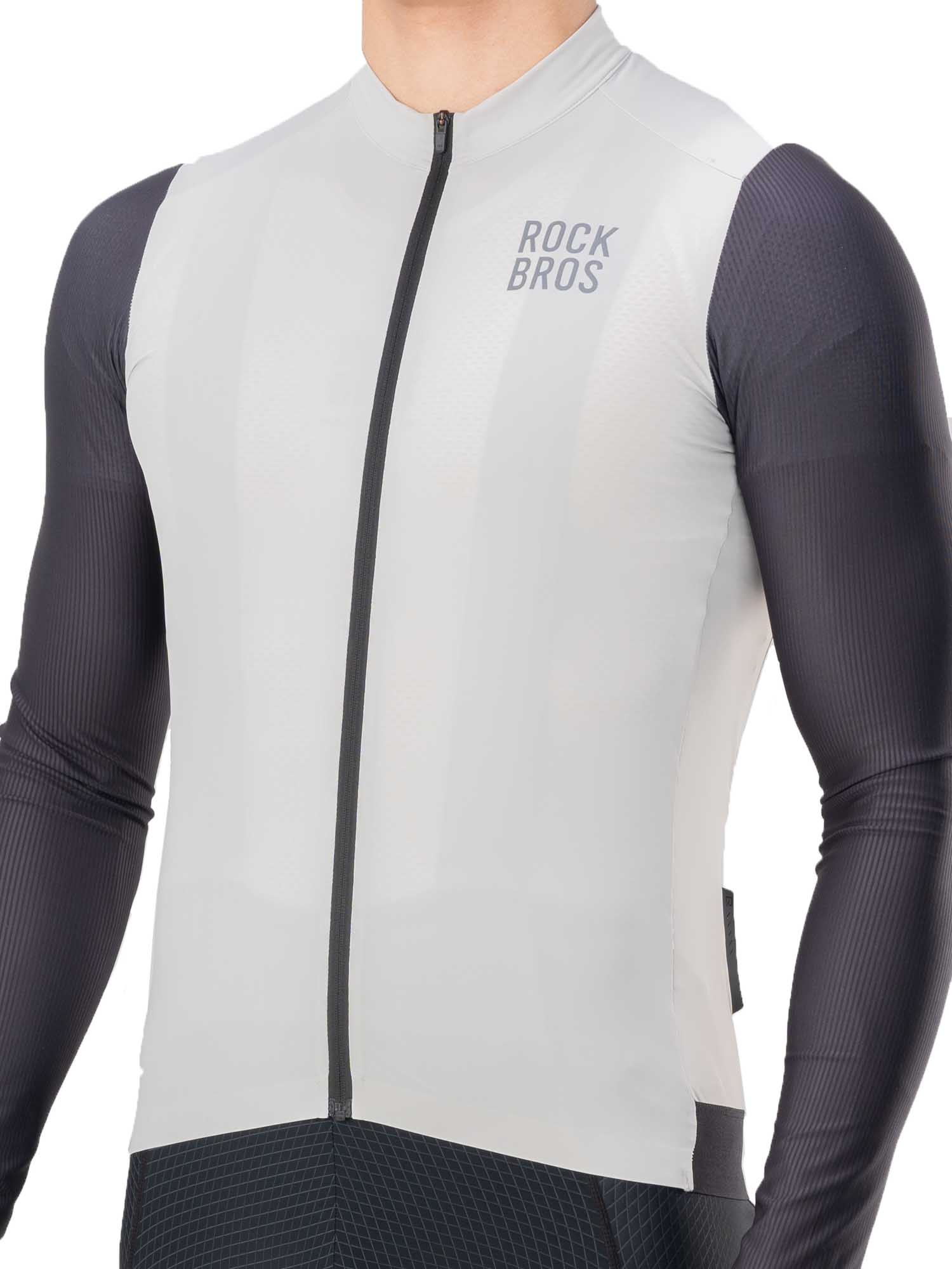 ROCKBROS men’s breathable long-sleeve cycling jersey with moisture-wicking mesh
#Color_Gray Blue
