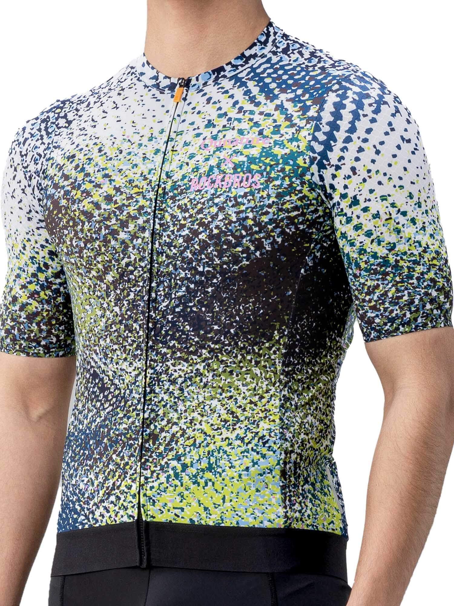 ROCKBROS men’s camouflage short-sleeve cycling jersey with breathable fabric and rear pockets
